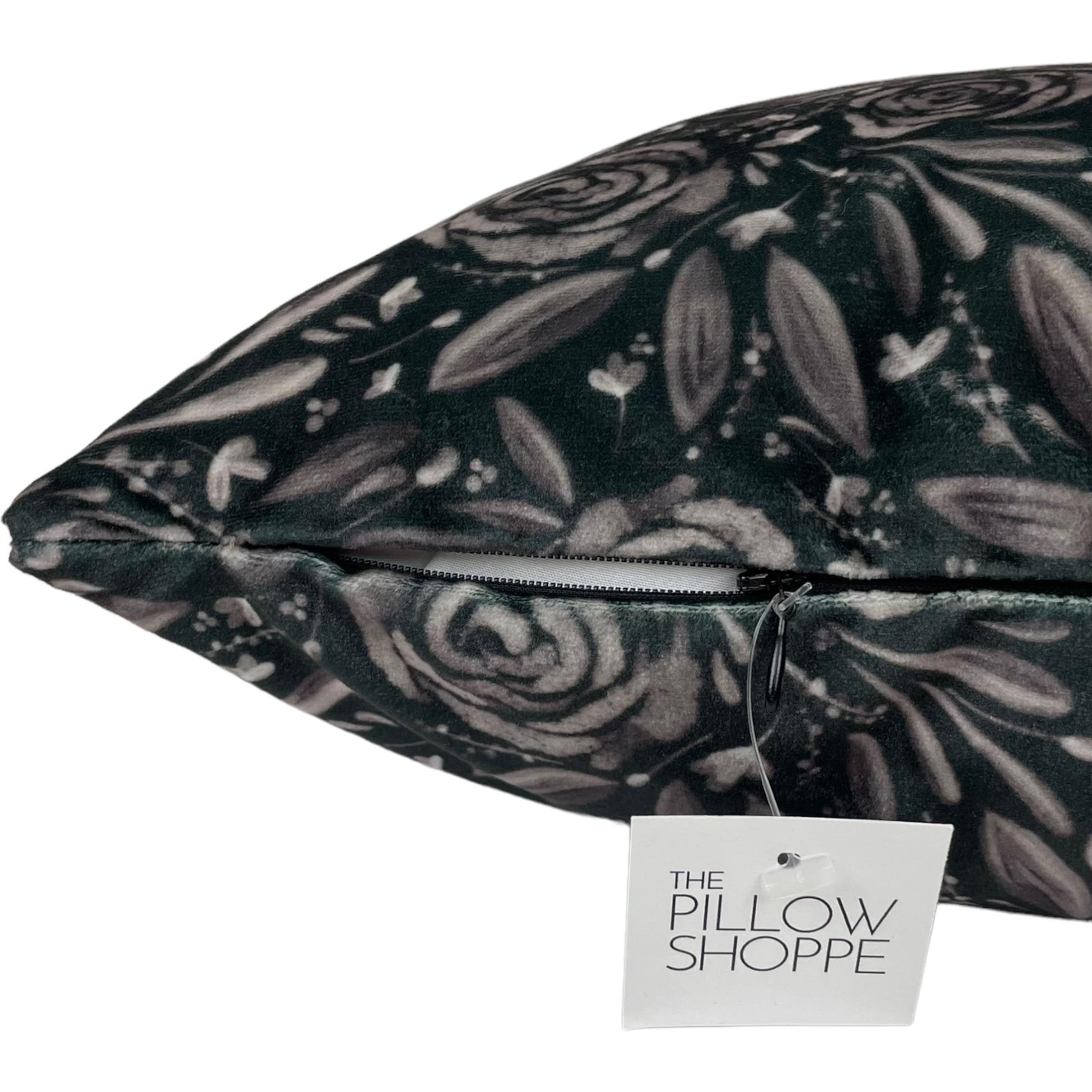 17x17 Black Rose Velvet Throw Pillow - Soft Decorative Cushion for Sofa, Bed & Home Decor