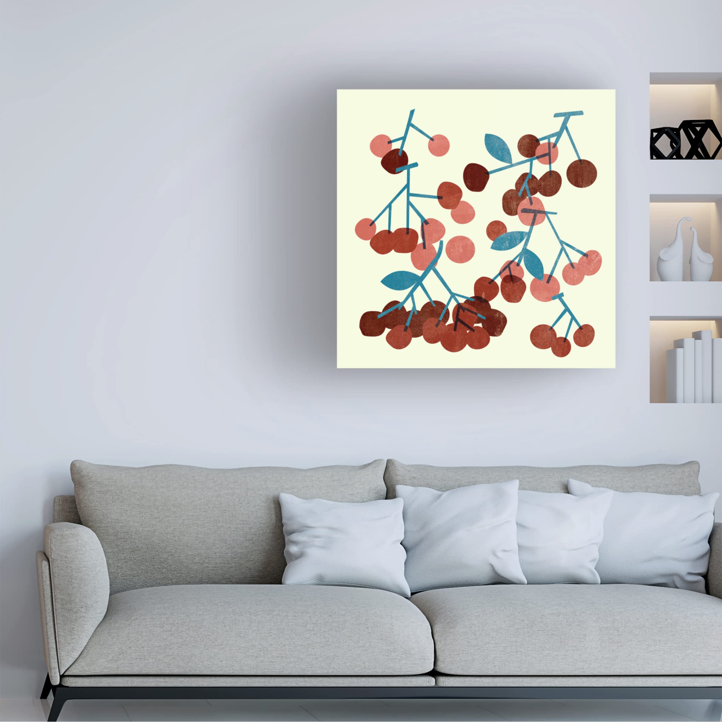 Sweet Cherries II Canvas Wall Art by Melissa Wang - Handmade Fruit Painting for Kitchen, Dining Room & Home Decor - Modern Botanical Print for Farmhouse & Contemporary Interiors