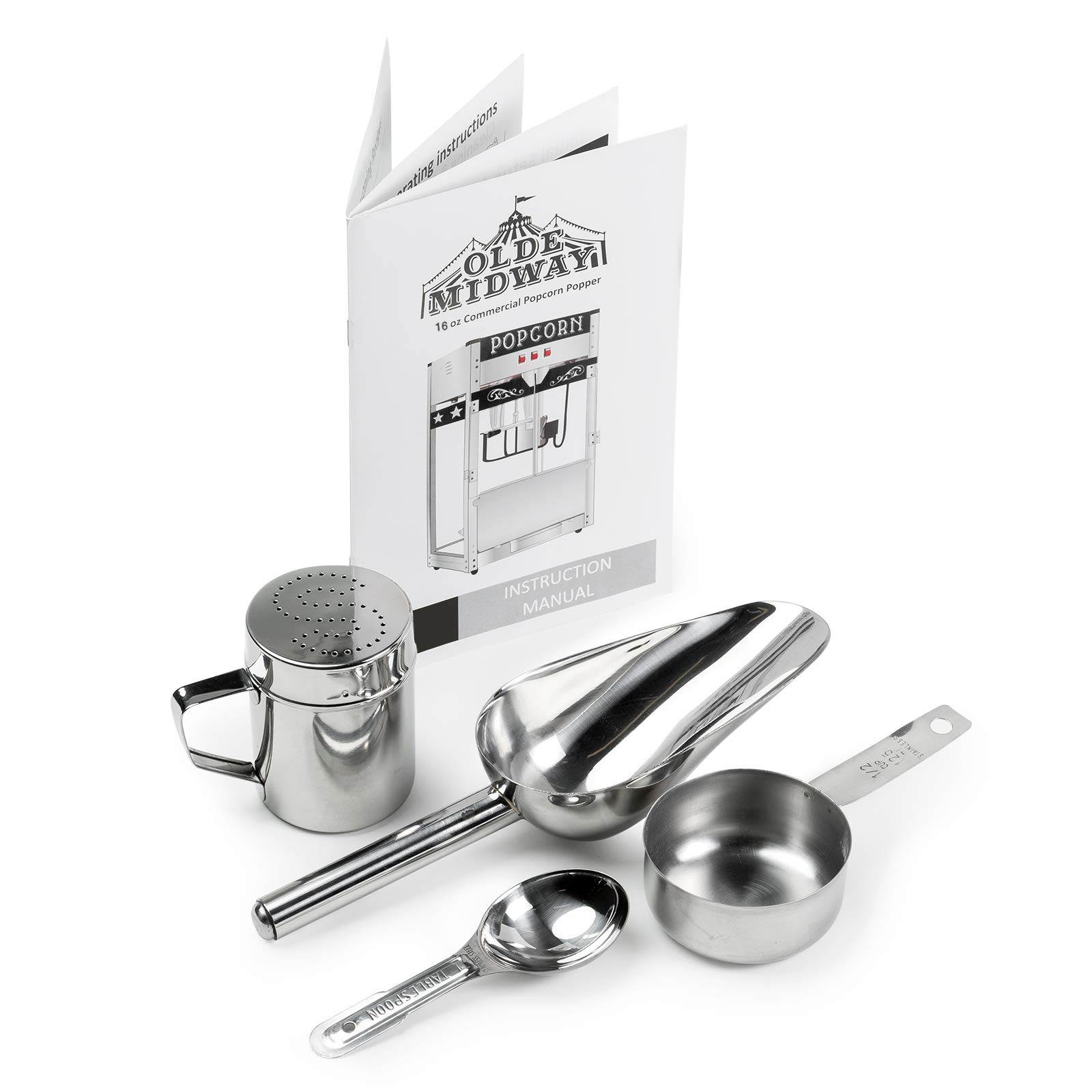 Olde Midway Commercial Popcorn Machine Maker Popper with Extra Large 16-Ounce Kettle - Black | Professional Popcorn Maker for Movie Nights, Parties & Concessions | Heavy Duty Stainless Steel Popcorn Popper for Theaters, Carnivals & Home Use