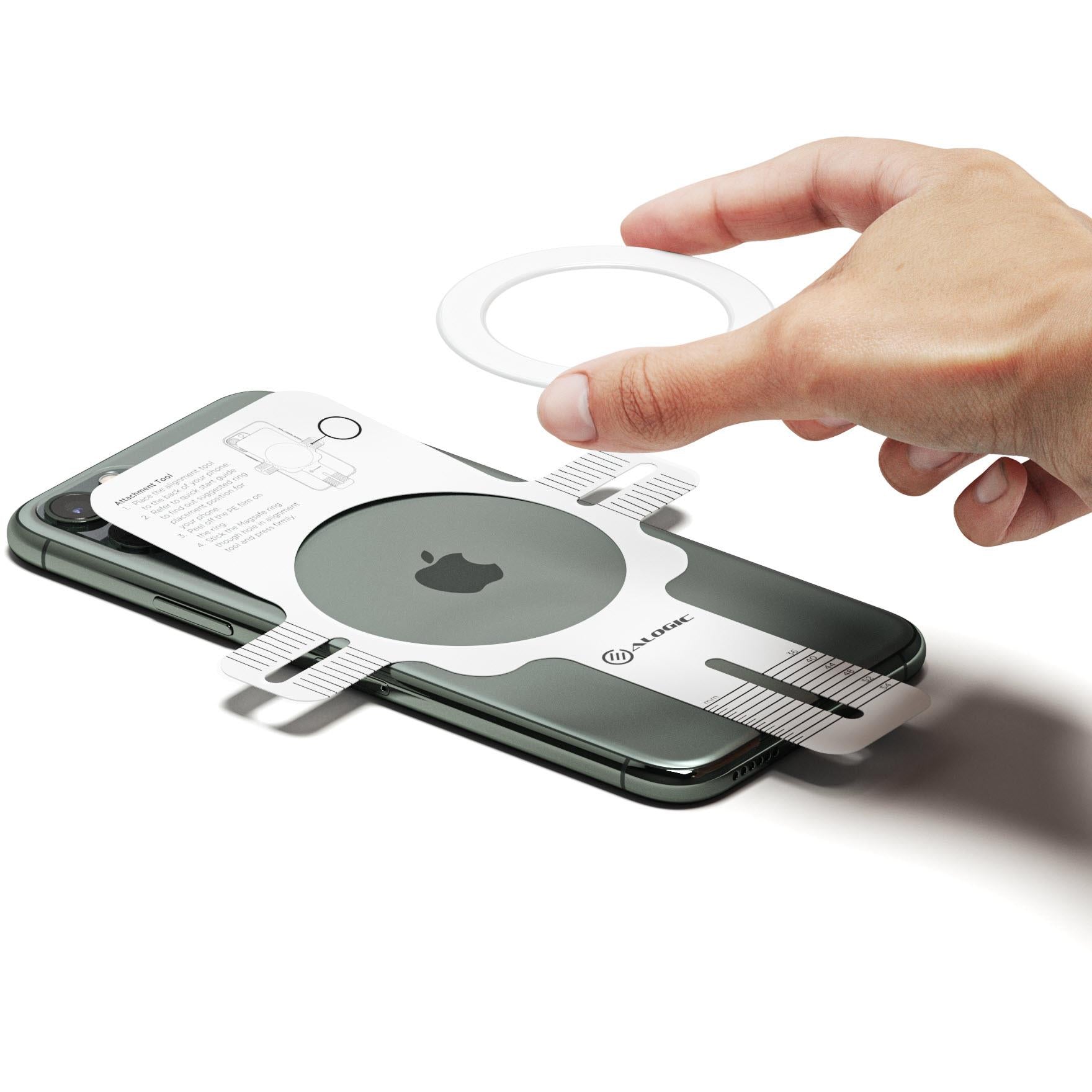 ALOGIC MagSafe Magnetic Ring Holder for iPhone 15/14/13/12 - Strong Magnetic Grip, Secure Phone Mount (White) - Perfect for Car, Desk, and Home Use