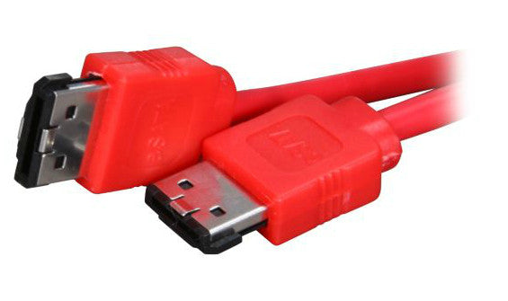 6 Ft Premium eSATA Round Cable - High Speed Data Transfer for External Hard Drives & Storage Devices - Durable Red Cable for PC, Mac & Gaming Setup