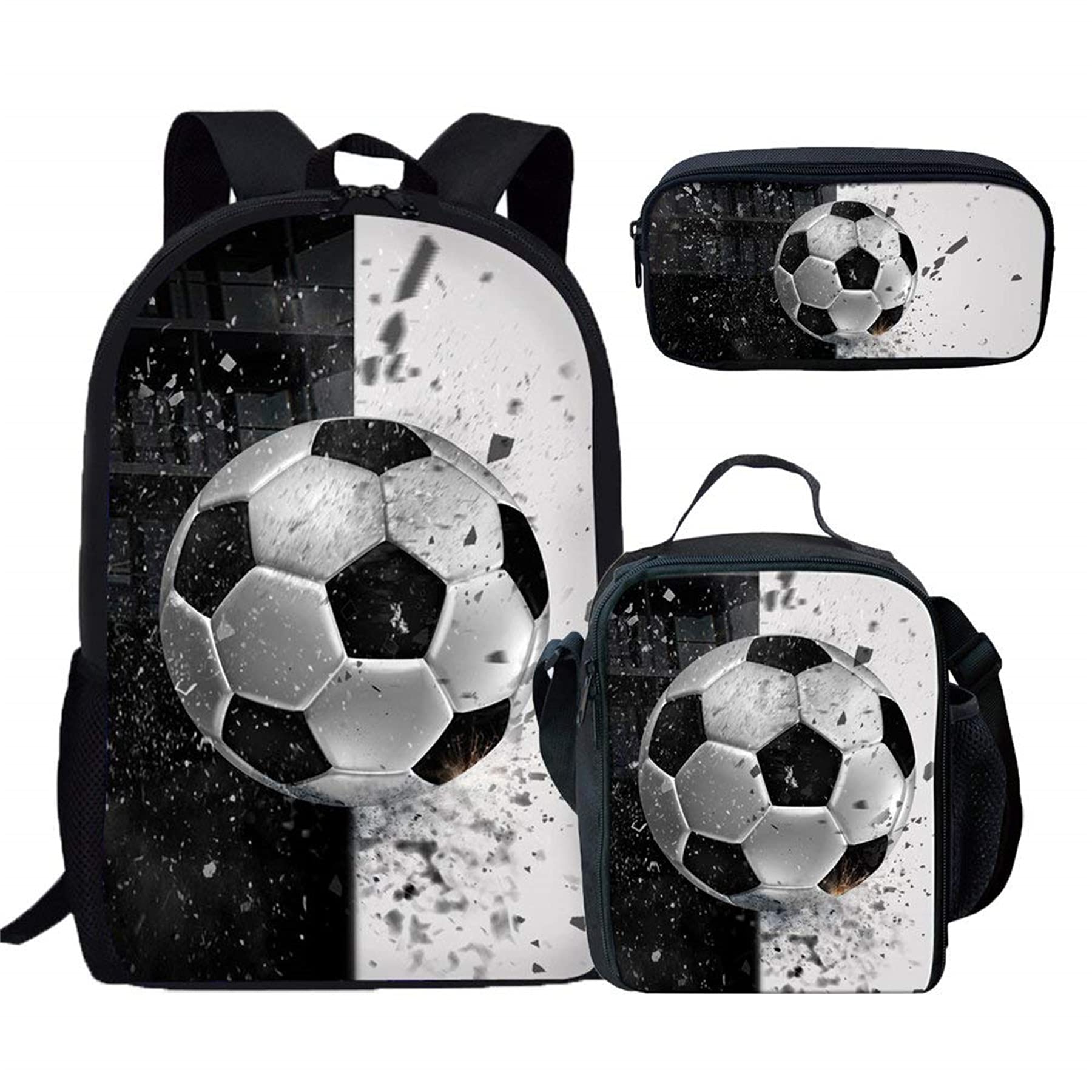 **Cozeyat Football Themed Boys Backpack Set - Durable School Backpack with Lunch Box & Pencil Case for Kids, Teens, Boys & Girls - Perfect for School, Sports & Travel**