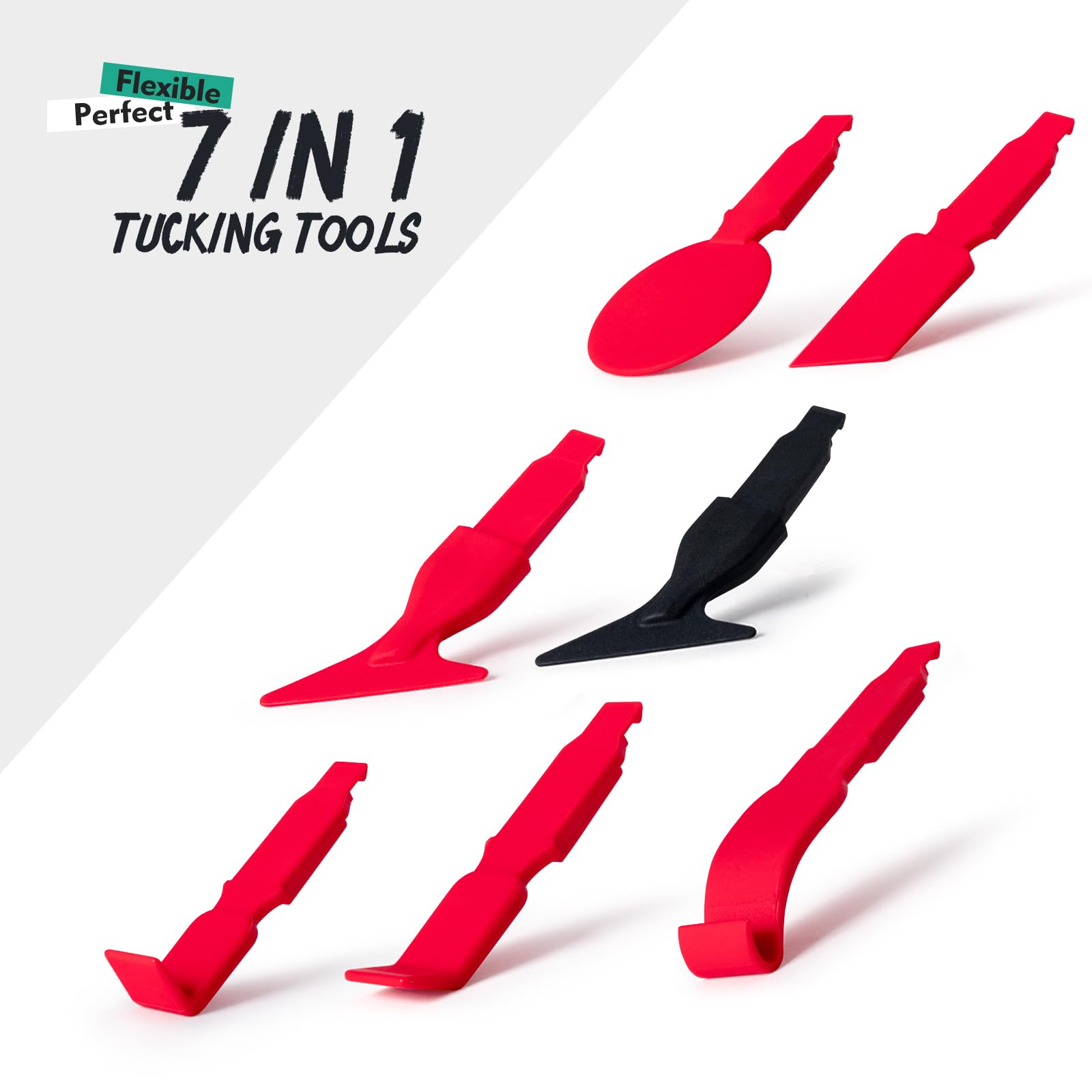 FOSHIO 7-in-1 Vinyl Wrap Tool Kit - Professional Car Wrapping Tools with Flexible Micro Squeegee for Tight Seams & Edge Wrapping | Multi-Hardness Tuck Tools for Auto, Boat & Motorcycle Vinyl Installation