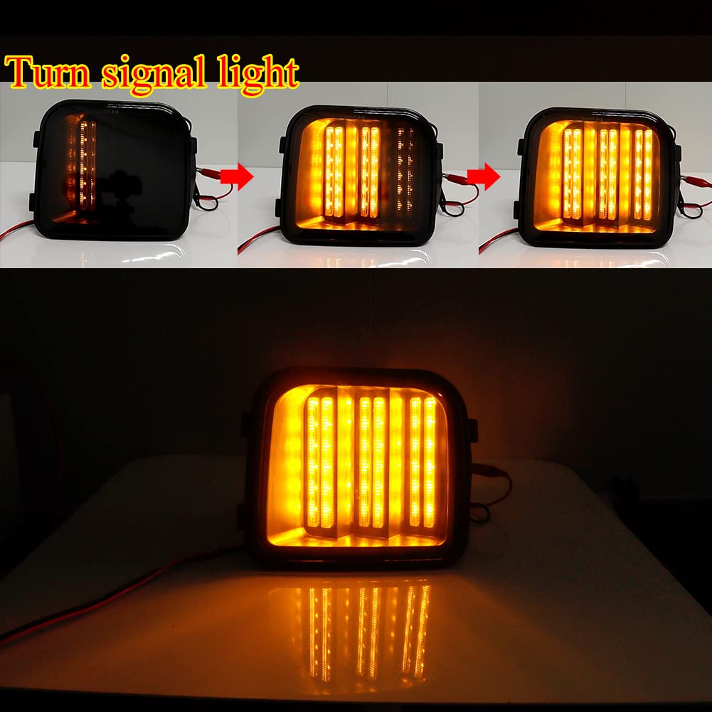 Smoked Lens Switchback White/Amber Sequential LED Turn Signal Lights - Compatible with 2006-2010 Hummer H3 & H3T - Front Bumper Corner Side Marker Parking Lights - Upgrade Your Ride for Enhanced Visibility & Style