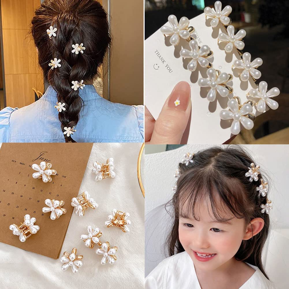 12 Pack Mini Pearl Hair Clips for Women & Girls - Elegant Flower Pearl Wedding Hair Accessories, Bangs Clips, Artificial Pearl Claw Clips for Bridal, Party, Prom & Daily Use
