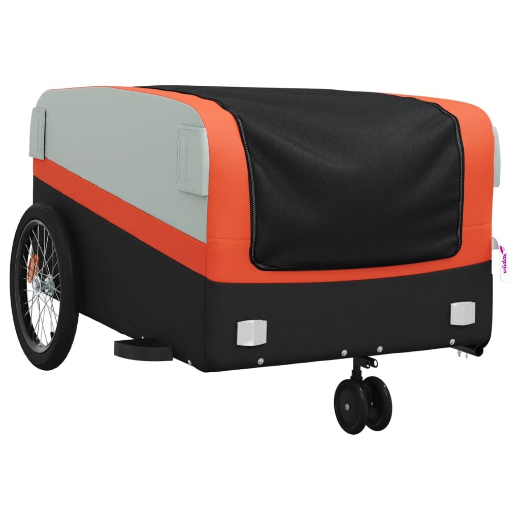 Heavy Duty Black and Red Bike Cargo Trailer - 99.2 lb Capacity, 53.9