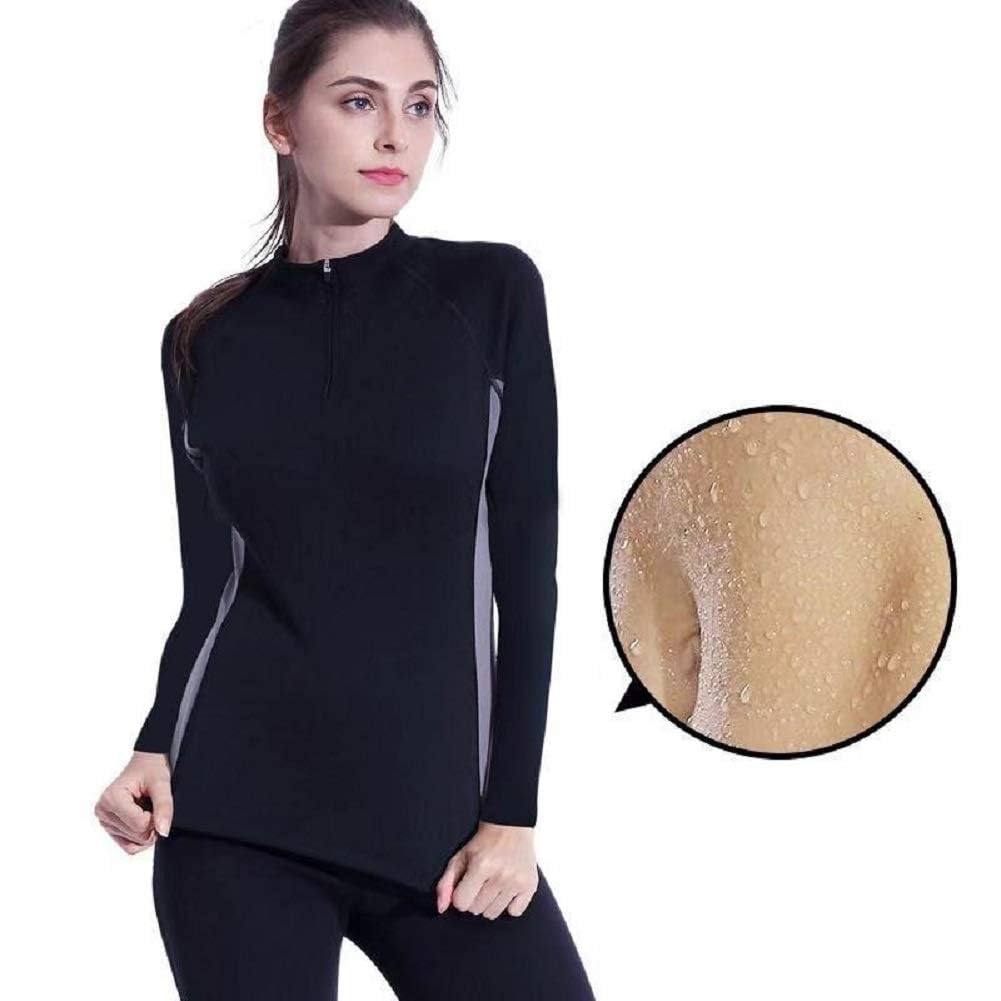 ValentinA Women's Hot Thermo Body Shaper Slimming Long Shirt - Workout & Sauna Sweat Suit for Abdominal Fat Burning & Weight Loss - Perfect for Gym, Yoga & Home Fitness