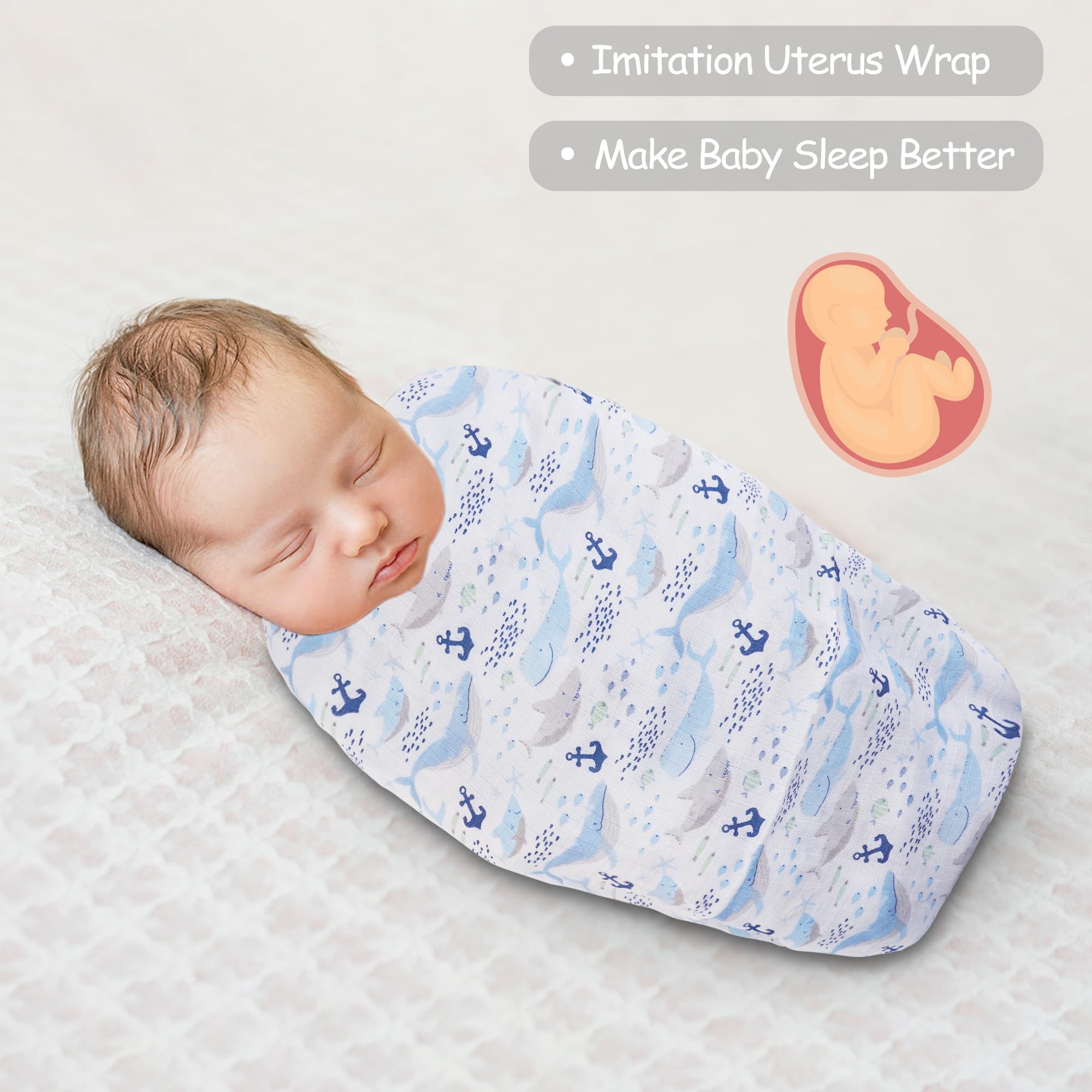 2 Pack Soft Muslin Swaddle Blankets for Newborn Babies - 36