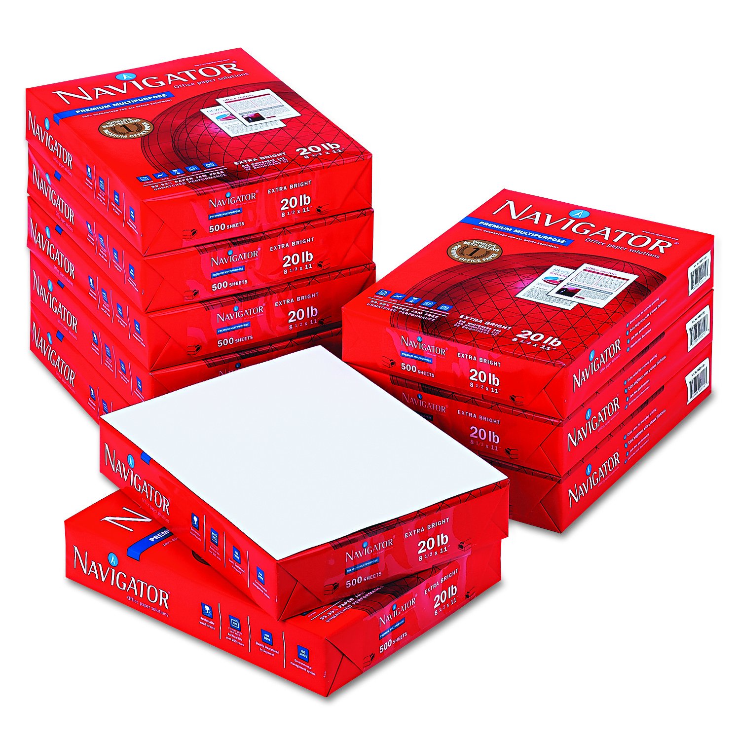 Premium Multipurpose Copy Paper - Navigator NMP1120, 20lb, 8.5x11 Inches, 97 Brightness, White (5000 Sheets/Case) - Ideal for Office Printing, School Projects & Home Office Documents