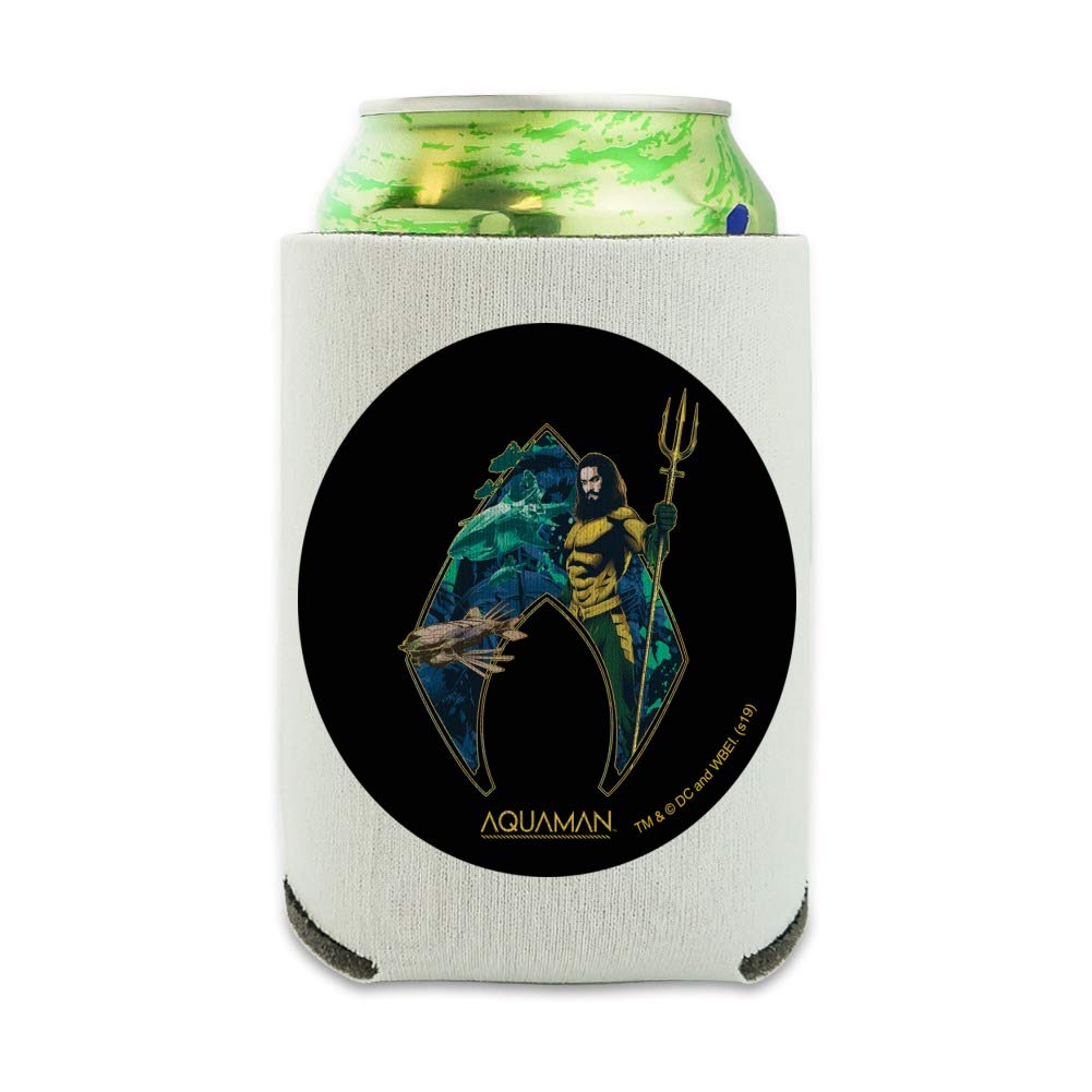 Aquaman Movie Atlantis Logo Insulated Can Cooler - Collapsible Drink Sleeve & Beverage Holder for Beer, Soda & Energy Drinks - Perfect for Parties, BBQs & Beach Outings