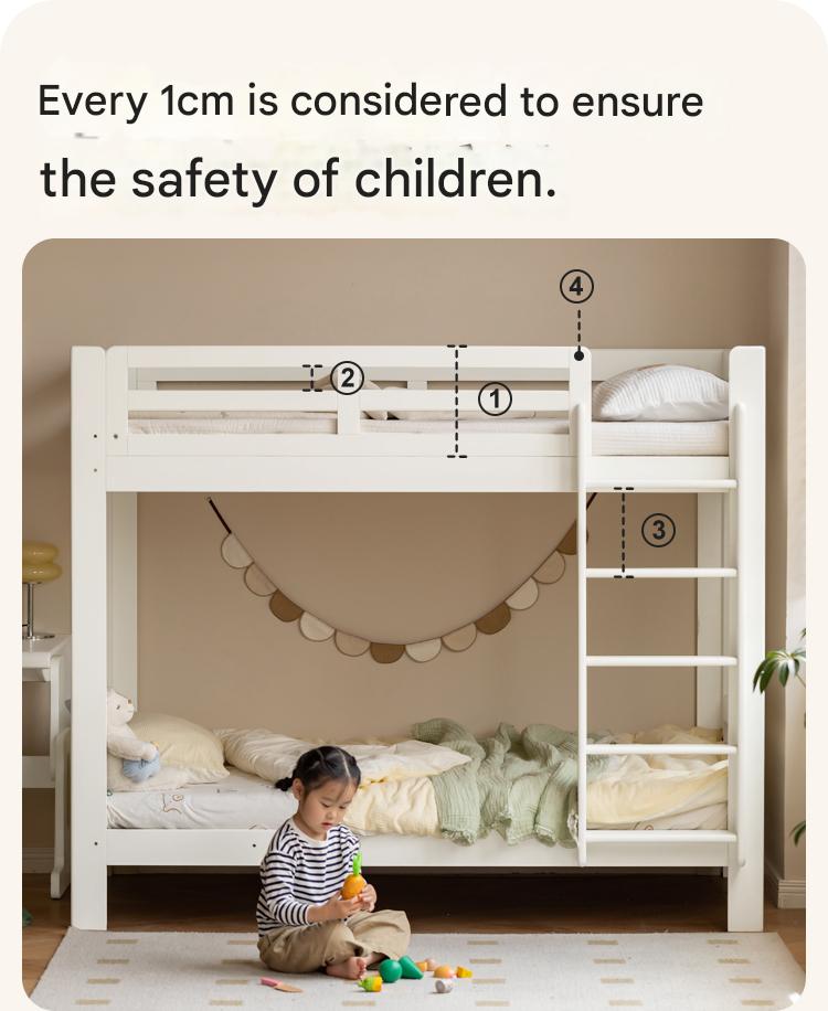 Solid Wood Bunk Bed - Beech & Birch Twin/Full Size - Space-Saving Kids & Guest Room Furniture for Small Bedrooms & Vacation Homes