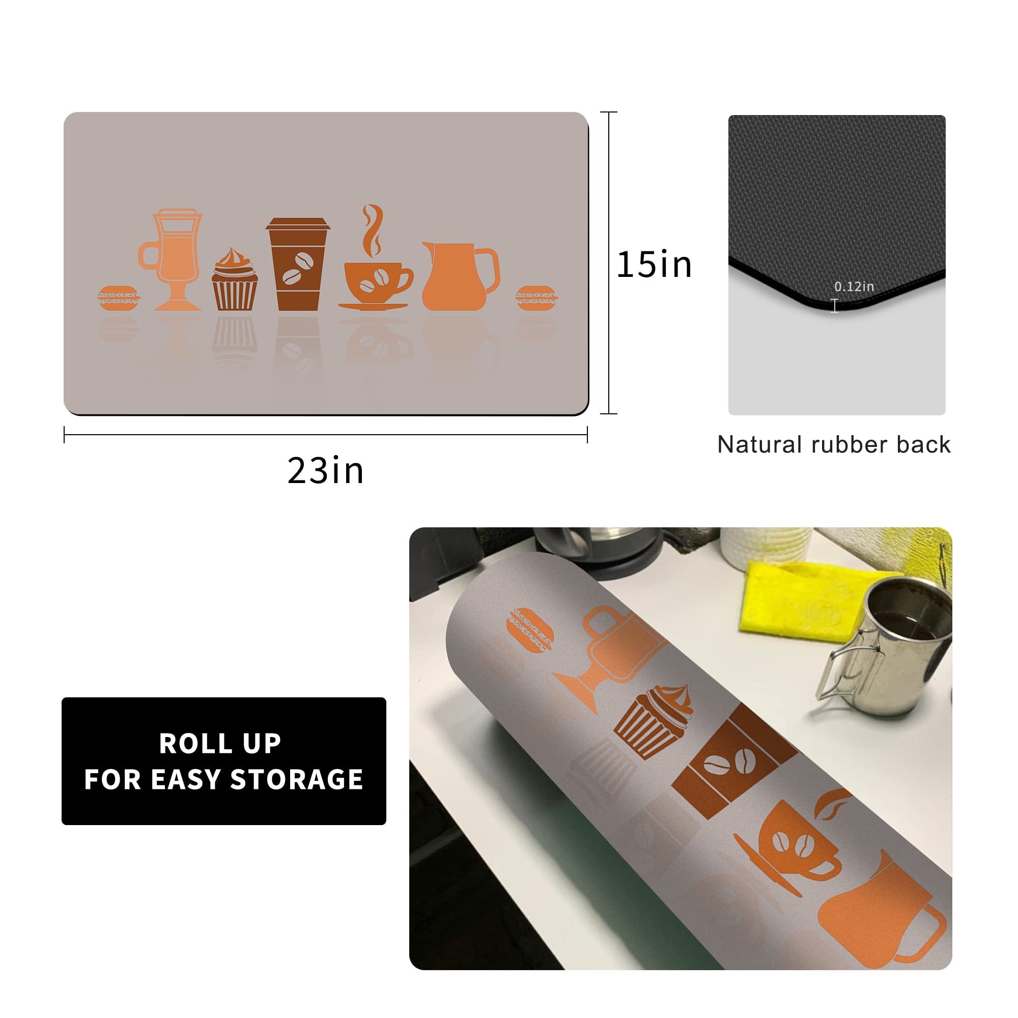 Premium Absorbent Coffee Machine Spill Mat - Thick Counter Protector for Coffee Makers, Desks & Tables | Non-Slip, Durable & Washable | Perfect for Coffee, Tea & Beverage Spills in Kitchens, Offices & Home Use