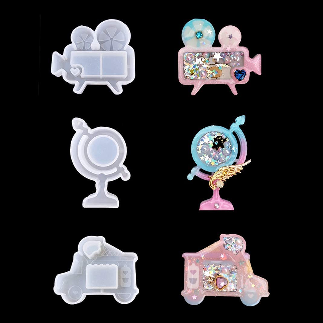Premium 9-Piece Resin Silicone Mold Set - Quicksand Epoxy, Ice Cream, Unicorn Wing & Truck Shapes for DIY Keychains, Jewelry & Crafts | Perfect for Resin Art, Home Decor & Unique Gift Making