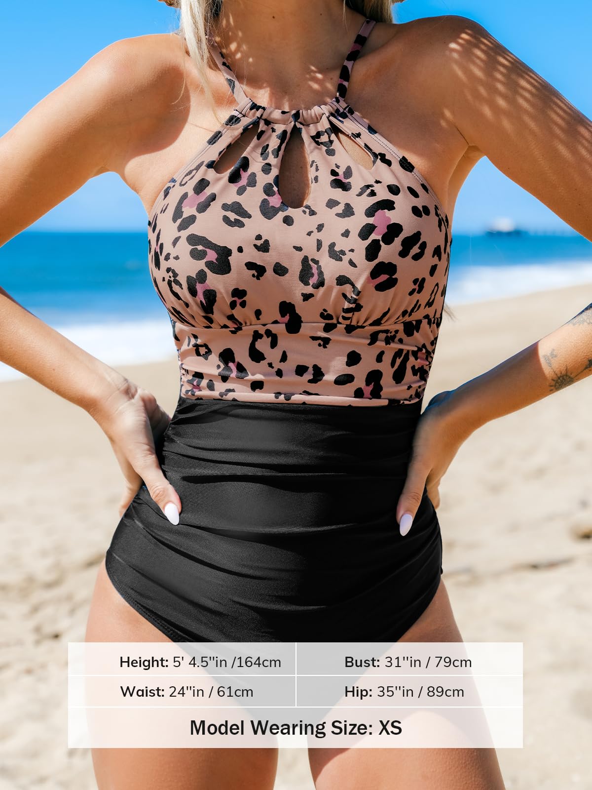 CUPSHE Women's High Neck One Piece Swimsuit - Tummy Control Bathing Suit for Swimming, Beach & Vacation | Plus Size Swimwear for Women