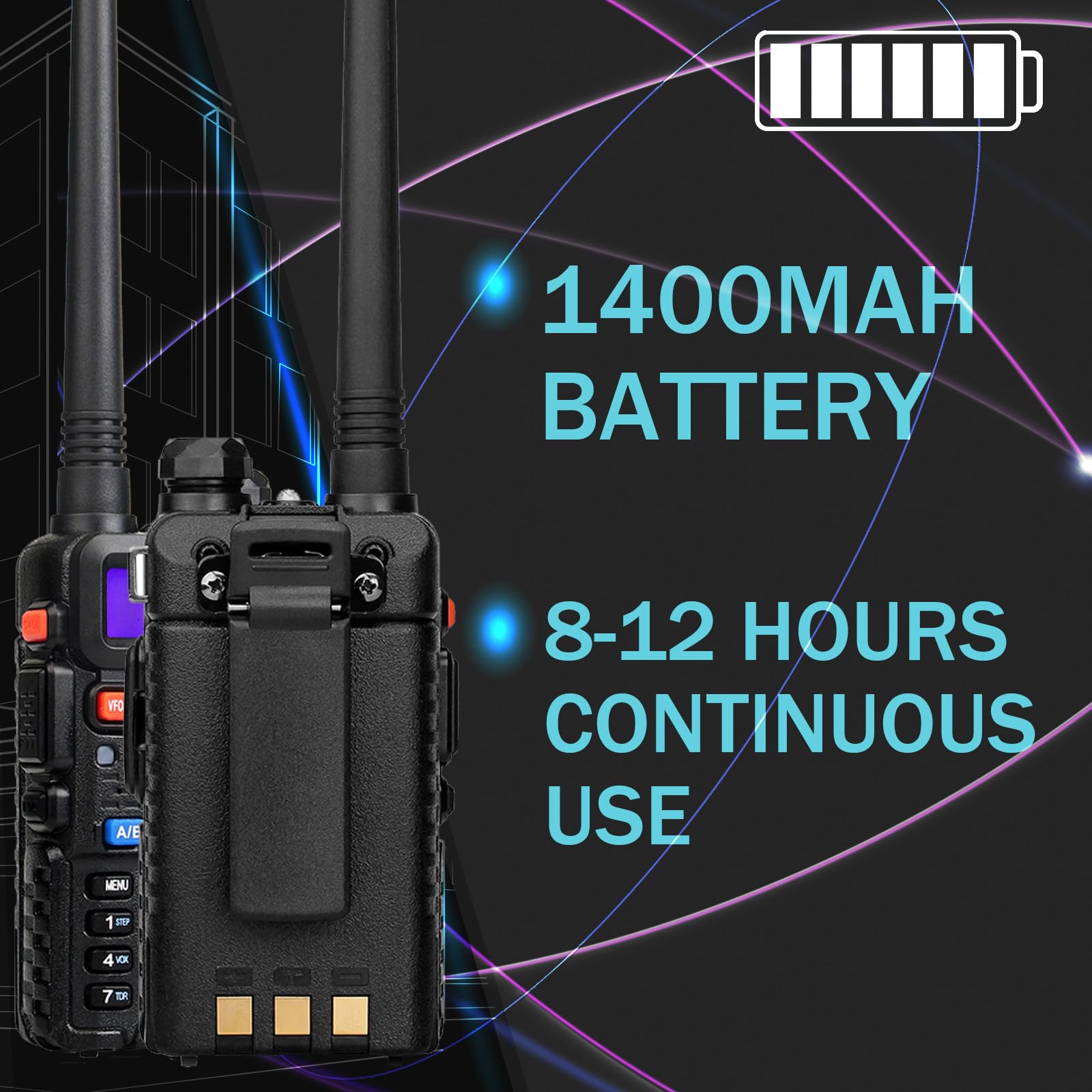 Retevis RT-5R Rechargeable Dual Band VOX Two Way Radio - 128CH Long Range Walkie Talkies with Flashlight & Emergency Alarm - Ideal for School Security, Church Events, Farm Communication (10 Pack)