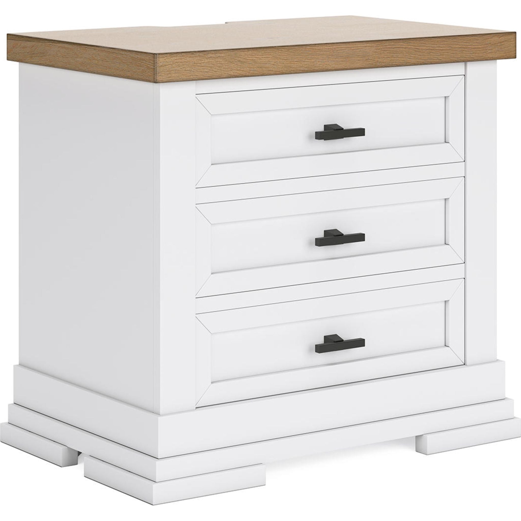 Ashbryn Nightstand - White & Natural Wood Bedside Table with Drawer - Perfect for Bedroom, Guest Room, or Dorm Decor