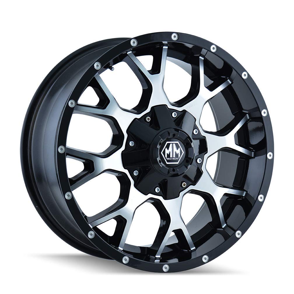 Mayhem Warrior 8015 Black Wheel with Machined Face - 17x9 Inches, 10x114.3mm Bolt Pattern - Premium Alloy Rims for Trucks, SUVs & Off-Road Vehicles