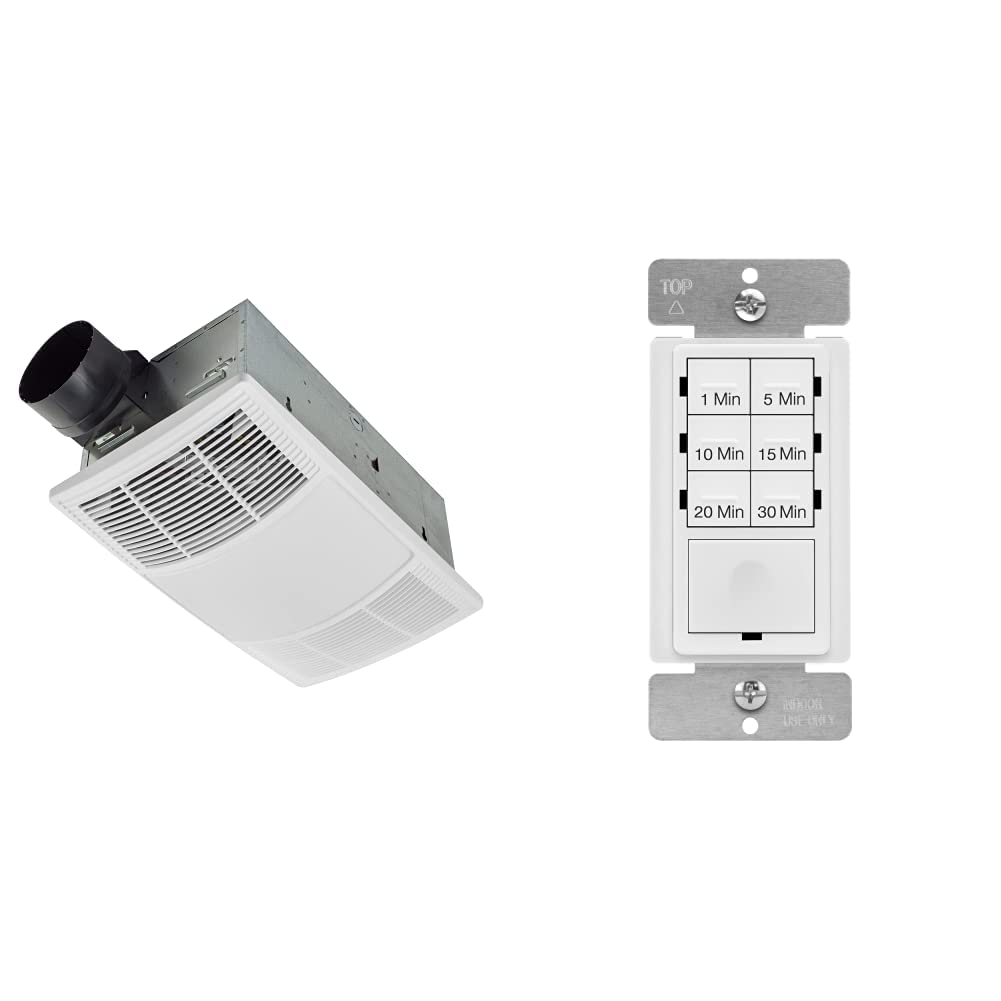 Broan-NuTone PowerHeat Bathroom Exhaust Fan with Heater, LED Light & Enerlites Timer Switch Combo - Perfect for Bathroom Ventilation, Heating & Lighting in Homes, Apartments & Hotels