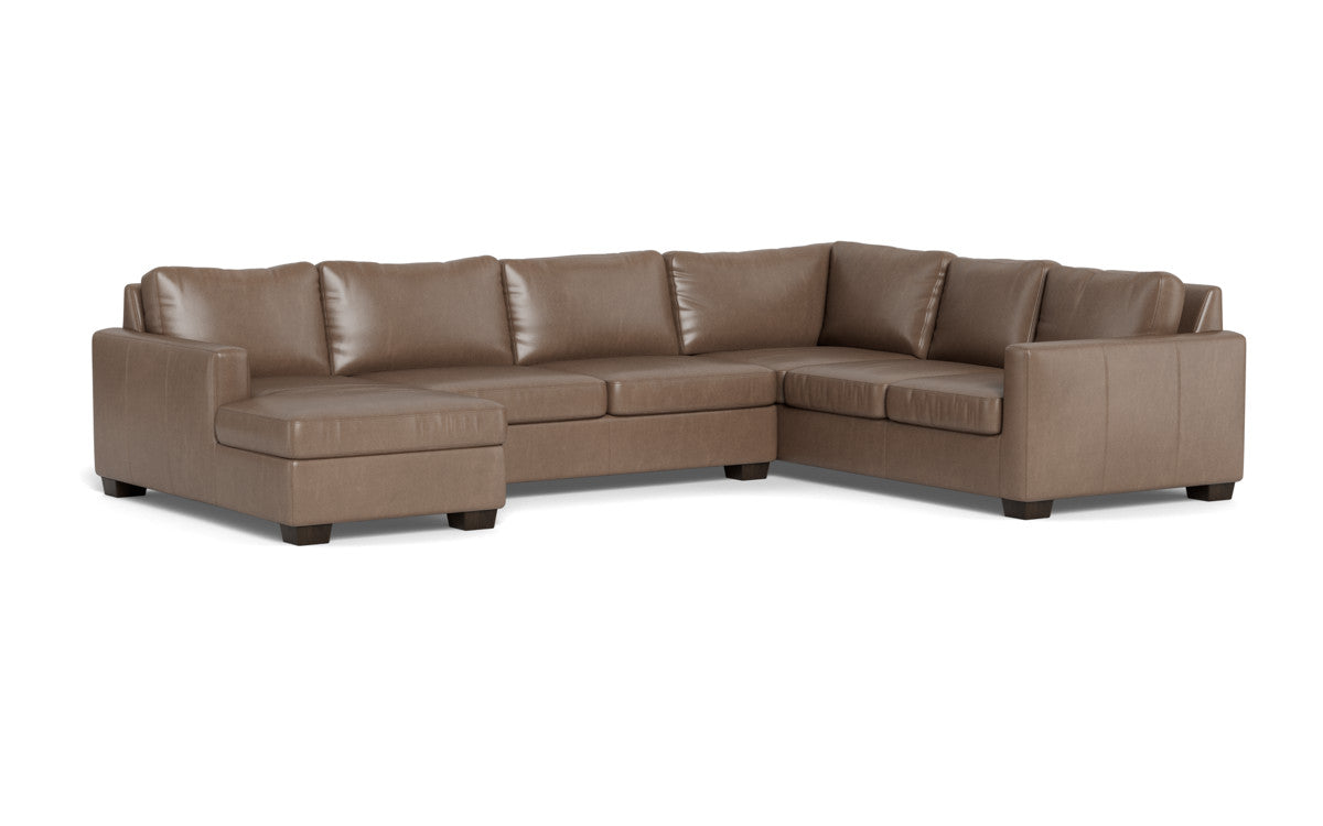 Track 141 Genuine Leather Corner Sectional Sofa with Left Chaise Lounge - Perfect for Living Room, Family Room & Home Theater Comfort