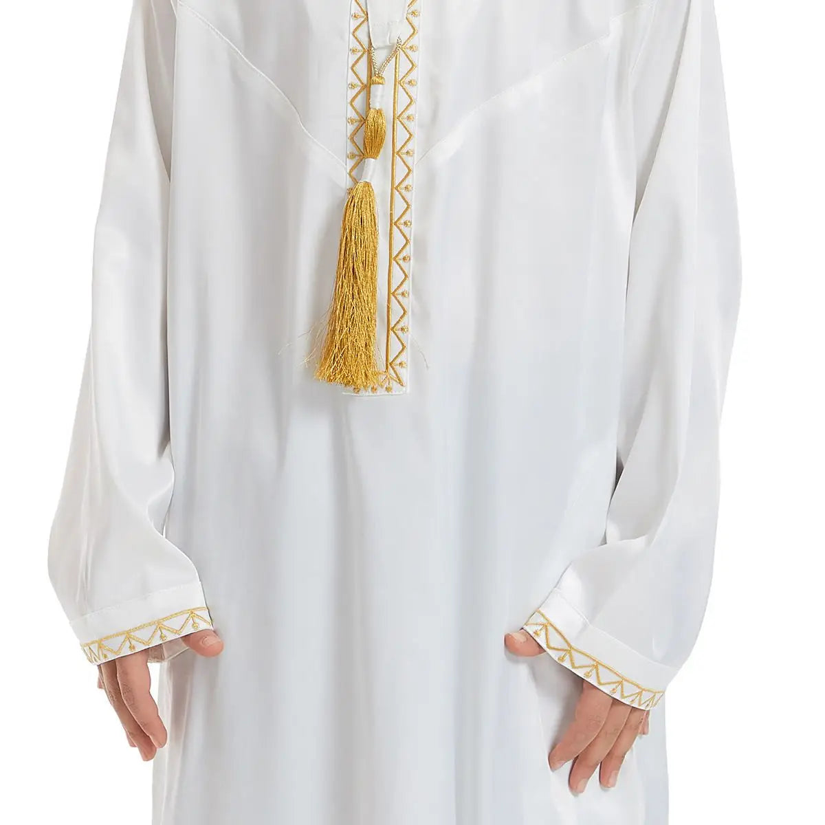 Traditional Middle Eastern Arab Boy Thobe Thawb with Tassel - Islamic Eid & Wedding Outfit for Kids - Perfect for Special Occasions & Cultural Events