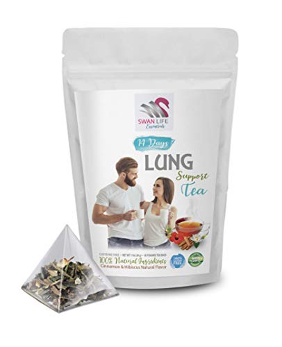 Organic Herbal Tea for Respiratory & Lung Support - Caffeine-Free, Natural Cinnamon & Hibiscus Flavor - 14 Day Supply by Swan Life Essentials - Perfect for Cold Season, Allergy Relief & Daily Wellness
