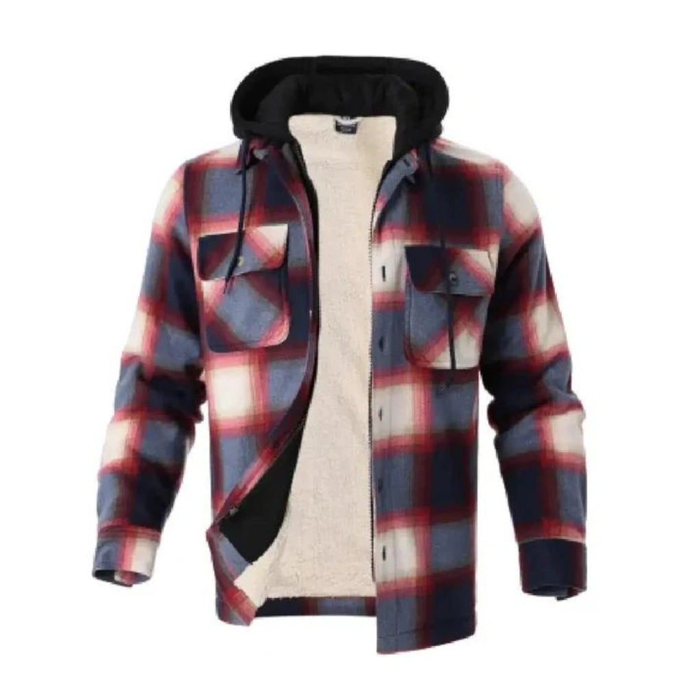 Men's Warm Plaid Berber Fleece Lined Jacket - Winter Outdoor Casual Coat for Hiking, Camping & Daily Wear