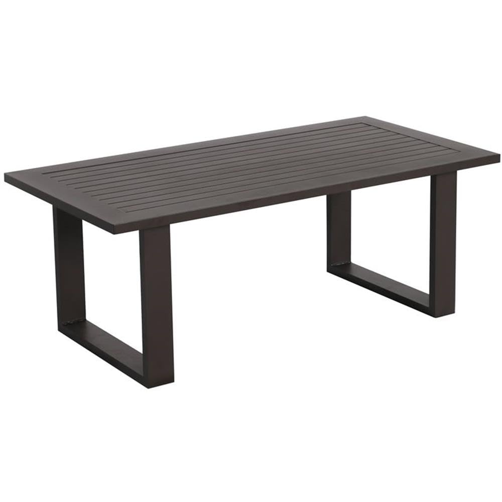 Teva Furniture Atlantis Modern Aluminum Frame Coffee Table - Brown Wood Top for Living Room, Lounge & Office Decor
