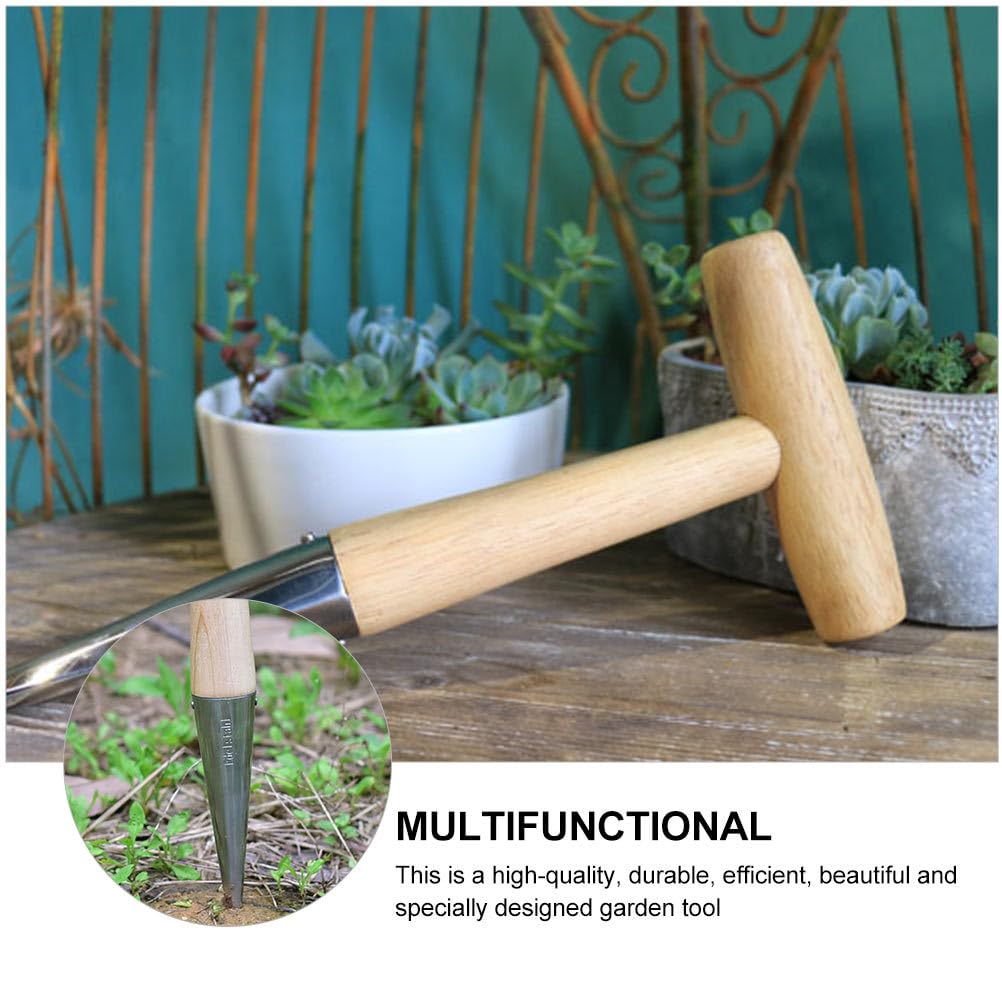 2 Pack Wooden Hand Gardening Tools Set - Stainless Steel Planting Digger & Soil Puncher for Bulbs, Flowers, and Plants | Perfect for Home Garden, Landscaping, and Outdoor Planting