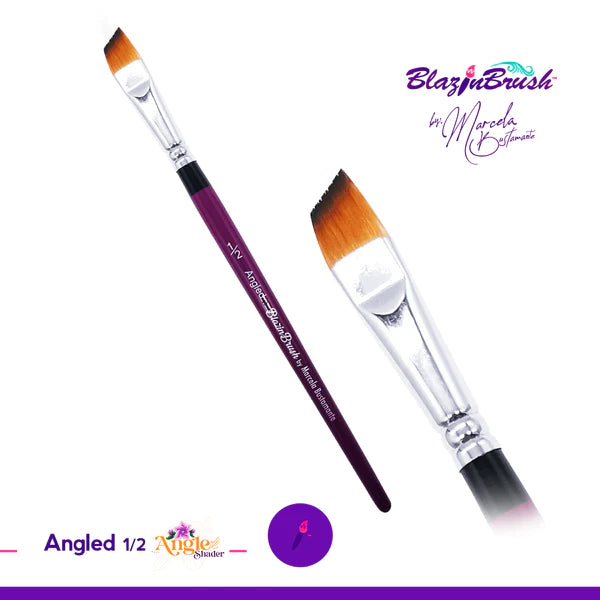 Blazin Brush 1/2 Angled Shader - Professional Makeup Brush for Eyeshadow & Blending - Perfect for Contouring, Smokey Eyes & Detailed Makeup Application