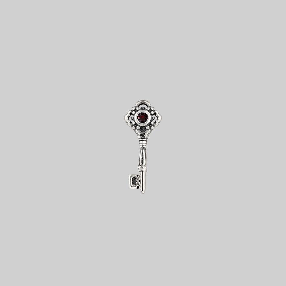 TWILIGHT Silver Skeleton Key Stud Earrings for Women - Gothic Jewelry, Vintage Style Earrings for Daily Wear, Parties, and Special Occasions
