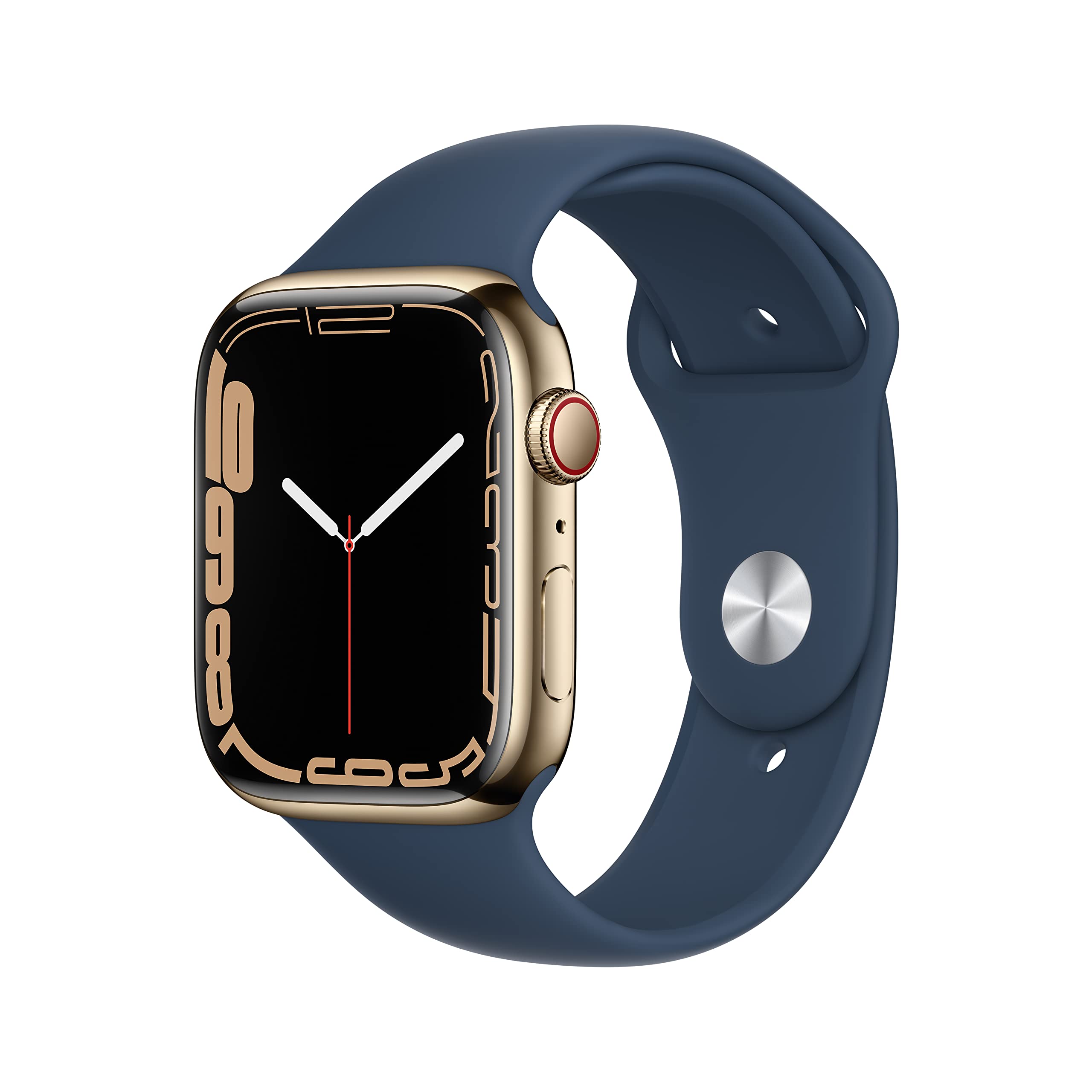 Apple Watch Series 7 GPS + Cellular 45mm Gold Stainless Steel Case with Abyss Blue Sport Band - Renewed Smartwatch for Fitness Tracking, Calls & Notifications | Perfect for Workouts, Swimming & Everyday Use