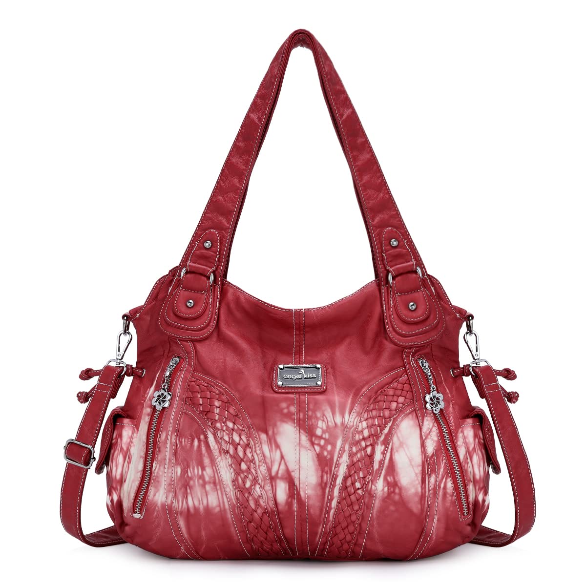 Women's Fashion Tote Bag - Washed Synthetic Leather Shoulder Bag with Top Handle, Stylish Satchel Purse for Work, Travel & Everyday Use
