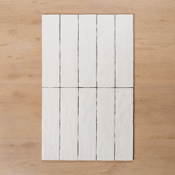 Altona White Satin Cushioned Edge Ceramic Tile 75x300mm - Premium Bathroom & Kitchen Wall Tiles for Modern Home Decor