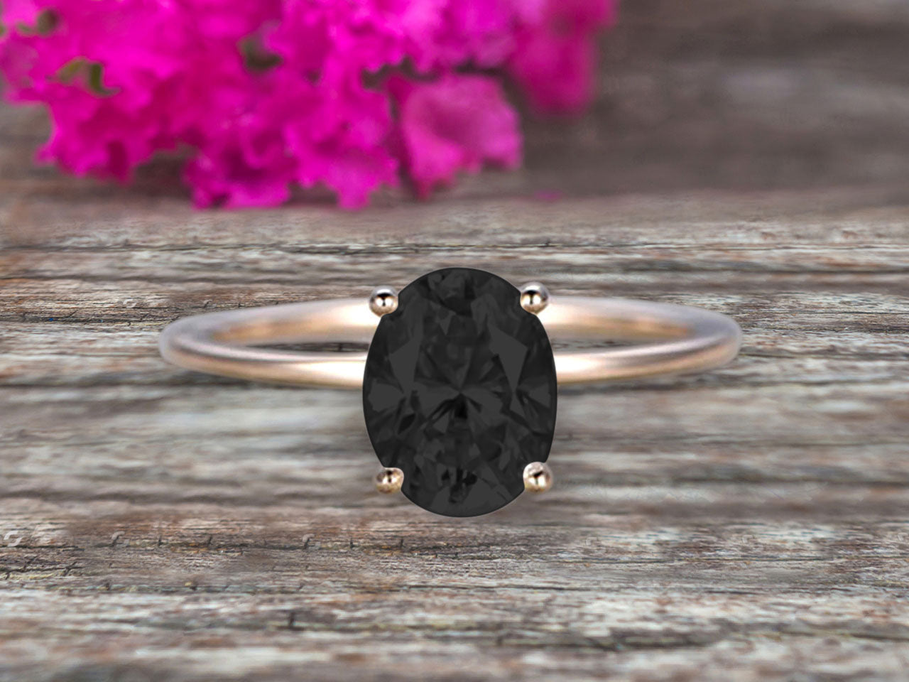1.00 Carat Oval Black Diamond Moissanite Solitaire Engagement Ring in 10K Yellow Gold - Perfect for Proposals, Anniversaries & Special Occasions