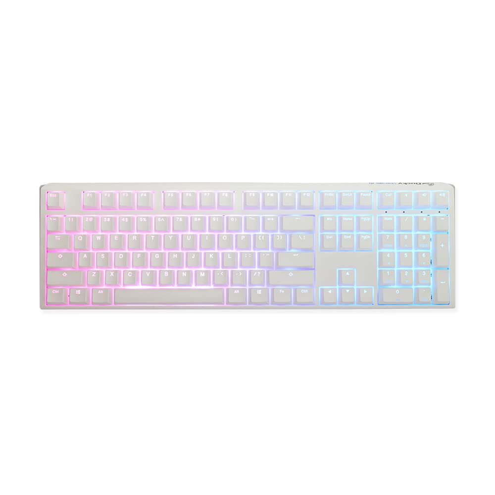 Ducky One 3 Pure White Hotswap RGB Mechanical Keyboard with Cherry MX Blue Switches - Perfect for Gaming, Typing & Office Work