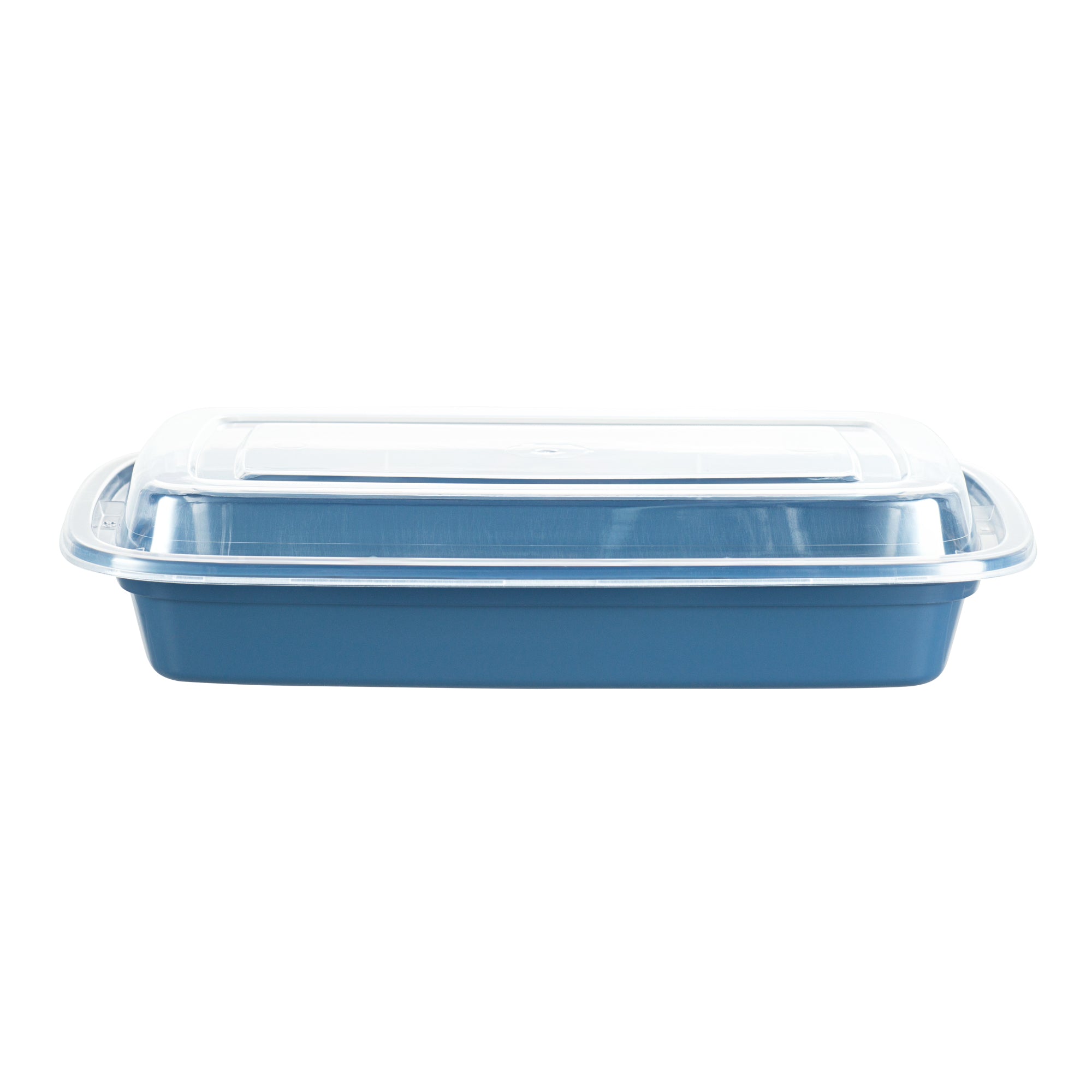 16 oz Rectangle Midnight Blue Plastic To Go Containers with Clear Lids - 100 Pack (7.75
