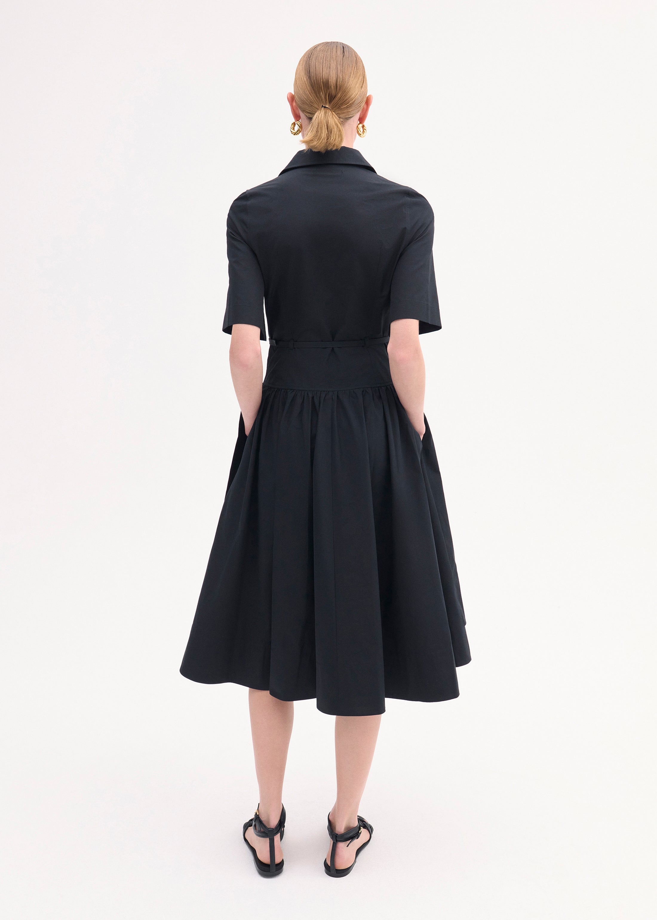 Stylish Short Sleeve Belted Dress for Women - Black | Casual Summer Dress for Outings, Office & Date Nights