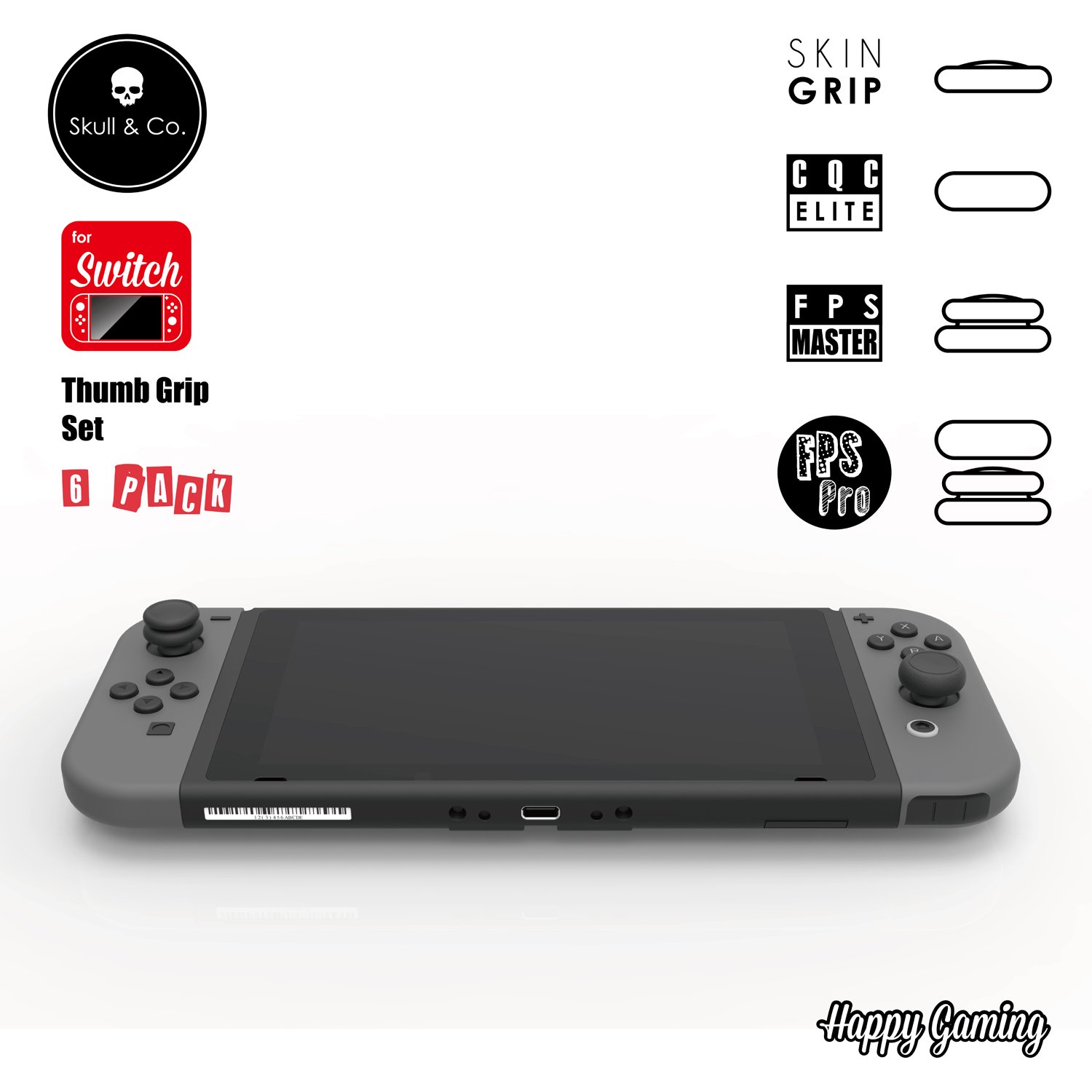 Skull & Co. Thumb Grip Set, Joystick Caps & Analog Stick Covers for Nintendo Switch & Switch OLED Joy-Con Controllers - Neon Blue + Yellow, 3 Pairs (6 Pieces) - Perfect for Gaming Comfort & Enhanced Grip During Long Play Sessions