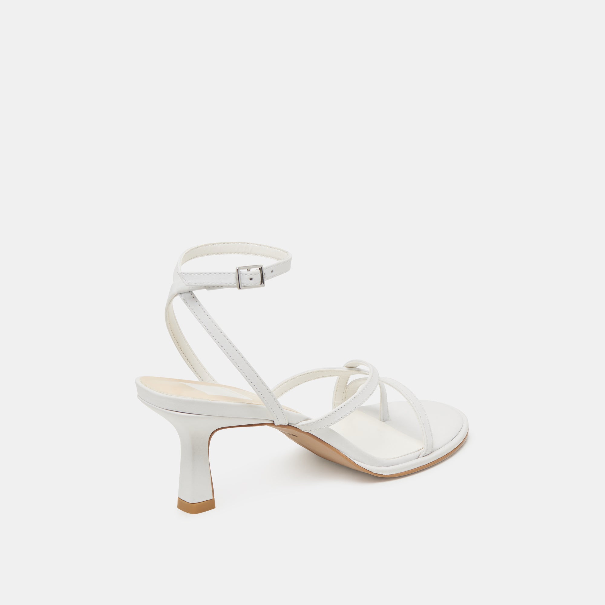 MORAH Women's Wide Heel Sandals - Genuine White Leather Shoes for Comfort & Style - Perfect for Weddings, Parties & Office Wear