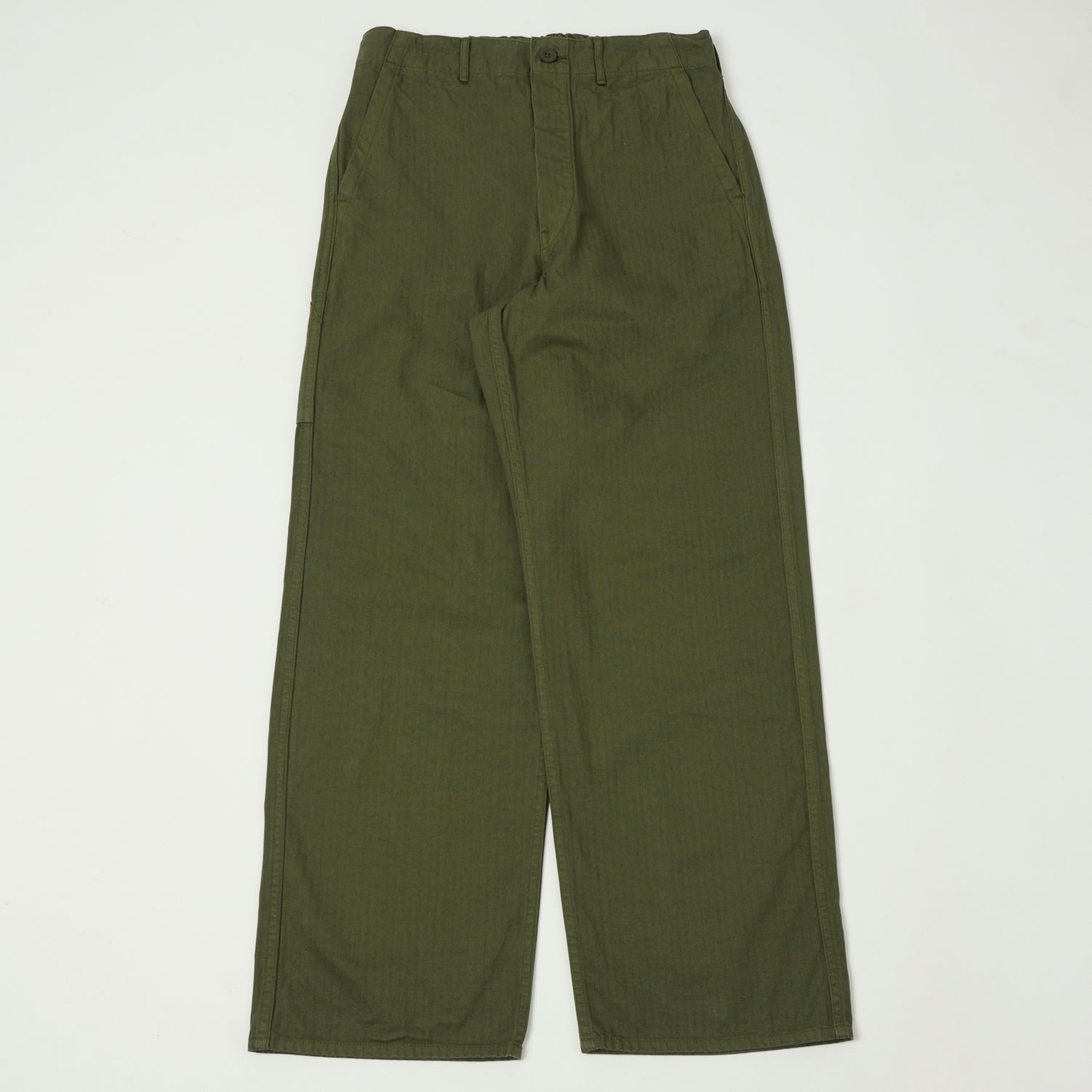 orSlow French Work Pants - Durable Cotton Army Green Trousers for Men | Casual Wear & Outdoor Activities