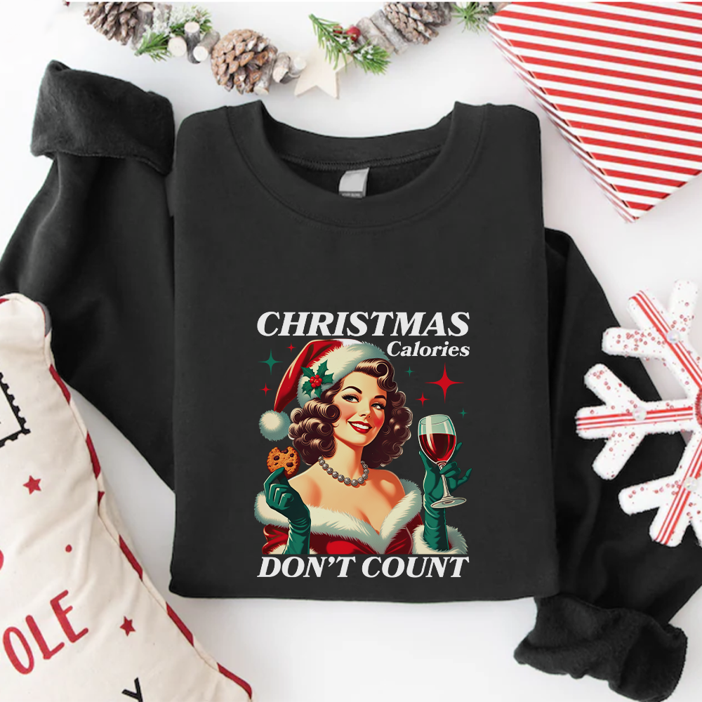 Christmas Calories Sweatshirt - Funny Holiday Pullover for Women & Men - Cozy Winter Xmas Sweater for Family Gatherings & Office Parties