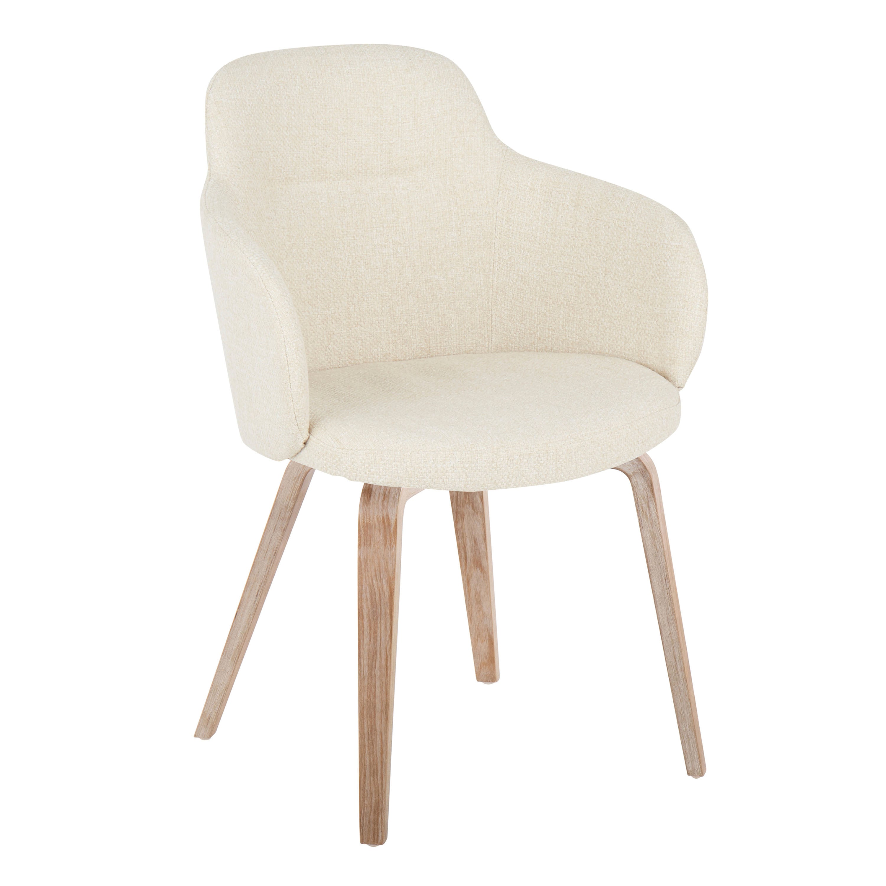 LumiSource Whitewashed Wood & Cream Noise Fabric Contemporary Dining Chairs - Set of 2 Accent Chairs for Modern Kitchen, Dining Room or Office