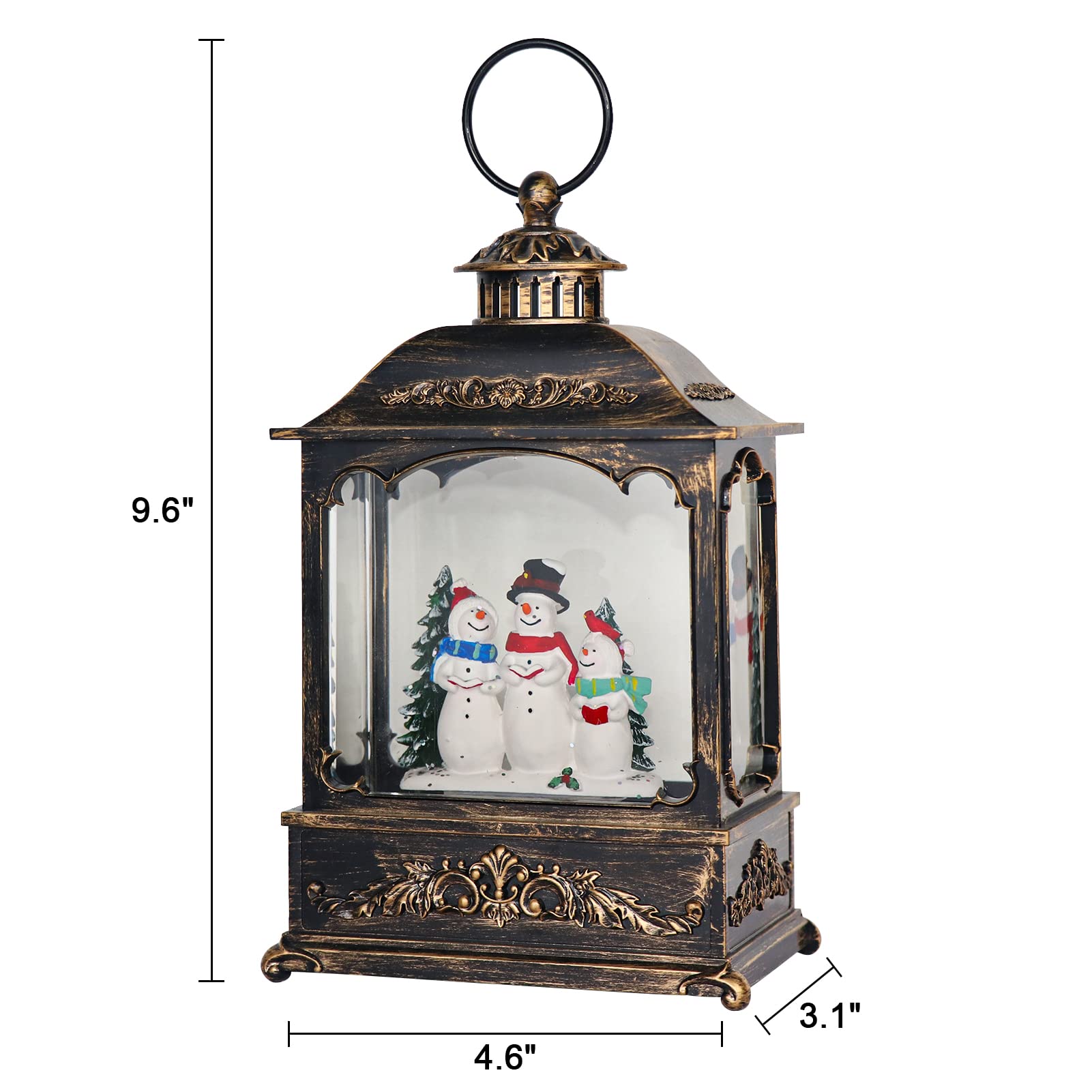 GenSwin Christmas Snowman Snow Globe Lantern - Battery Operated Water Swirling Glitter Decor with 6H Timer & Musical LED Lights | Perfect for Holiday Home Decor, Christmas Gifts & Winter Festival Tabletop Display