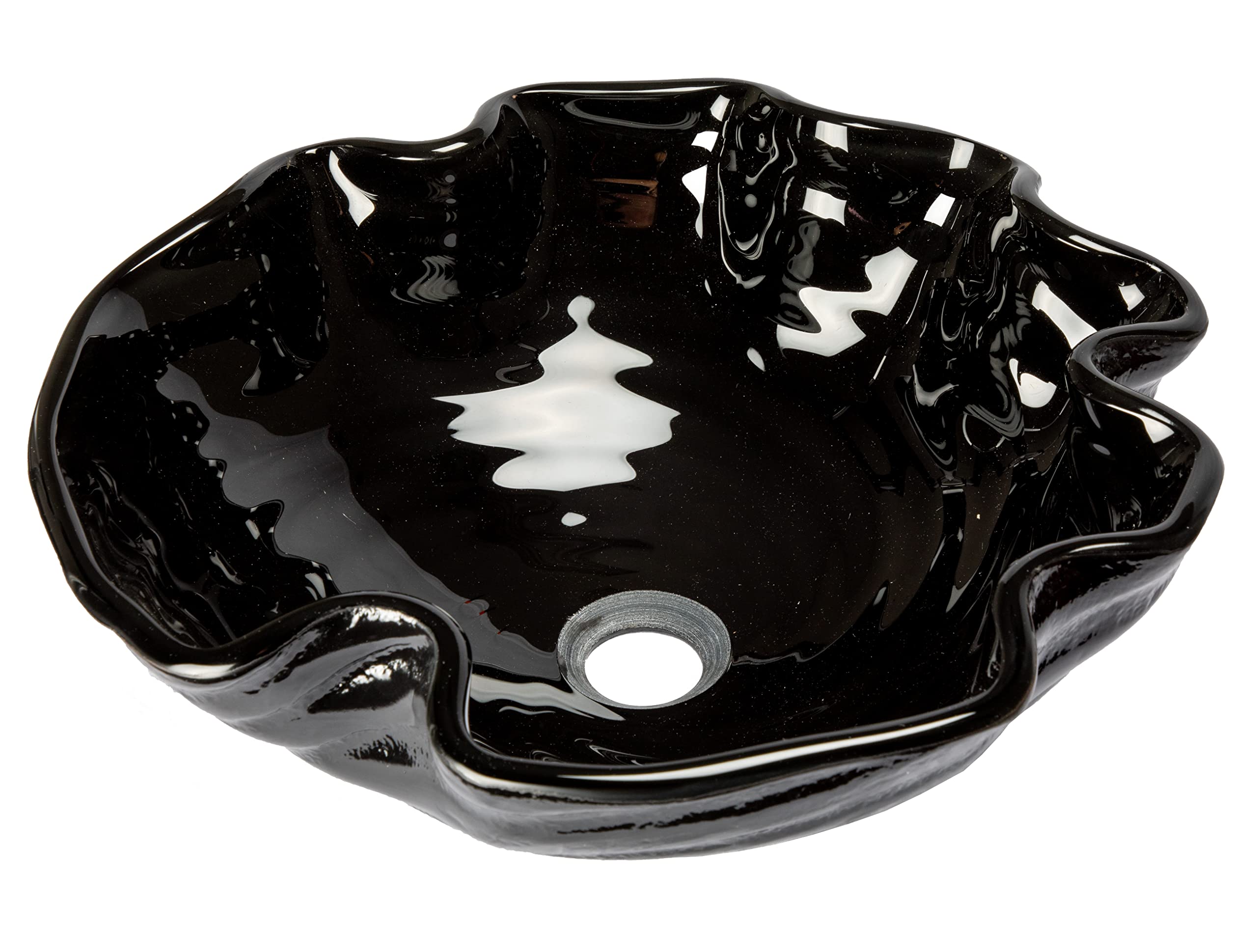 Midnight Wave Glass Vessel Bathroom Sink - Modern Oval Above Counter Basin for Vanity, Powder Room & Luxury Bathroom Decor