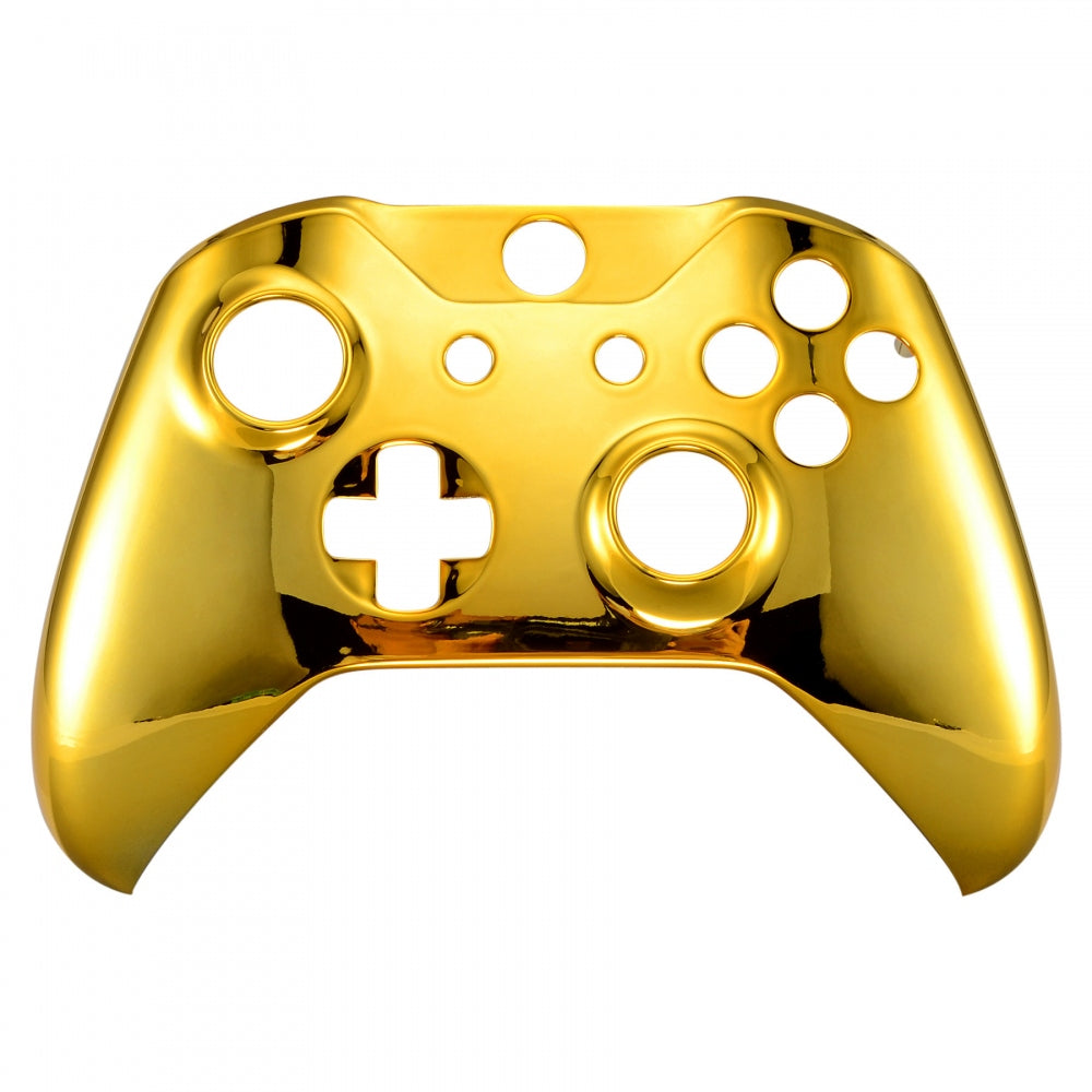 eXtremeRate Chrome Gold Edition Front Housing Shell Faceplate for Microsoft Xbox One X & One S Controller - Premium Replacement Cover for Enhanced Gaming Experience - Perfect for Customization, Repair, and Competitive Gaming Sessions