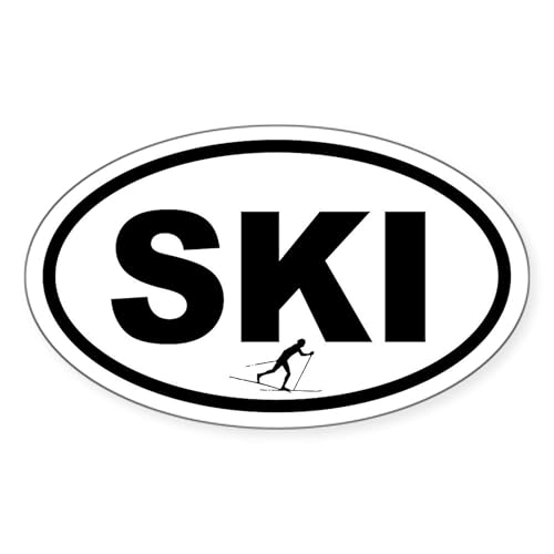 White - Cross Country Skier SKI Oval Sticker