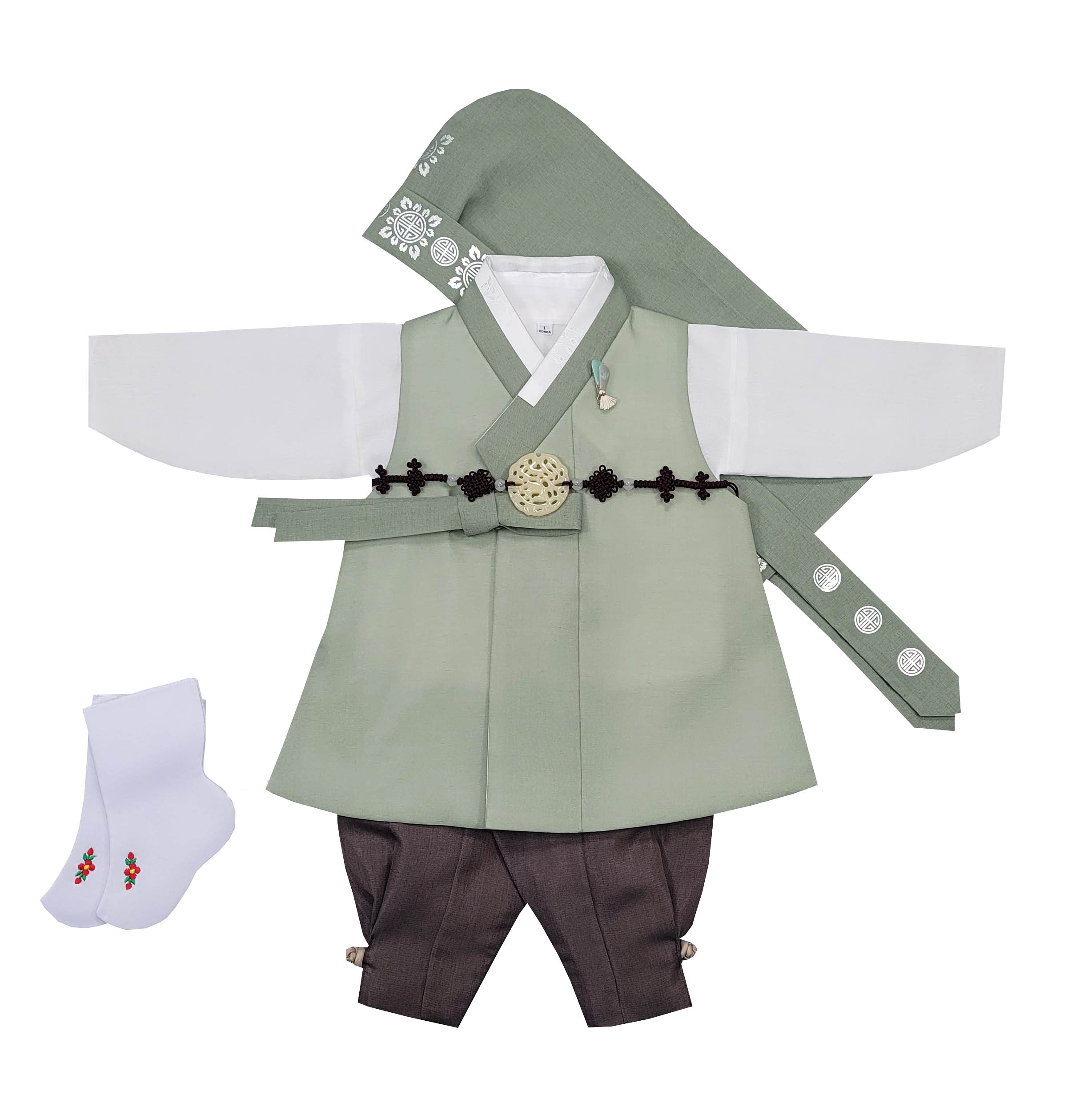Korean Traditional Baby Boy Hanbok Set - Light Green Dol Party Outfit for 1st Birthday Celebrations | Perfect for Korean Doljanchi, Cultural Events & Photo Shoots