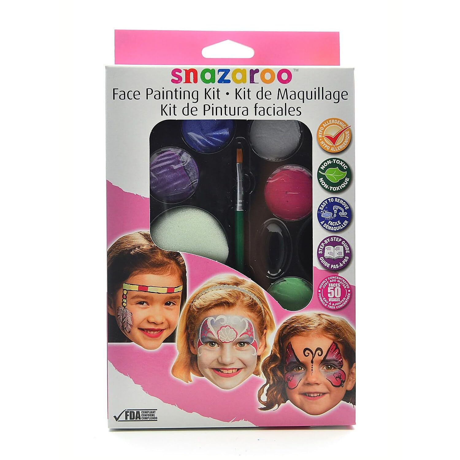 Snazaroo Reeves Face Painting Kit - Pink | Professional Safe & Vibrant Face Paint for Kids & Adults | Perfect for Halloween, Parties & Costume Events