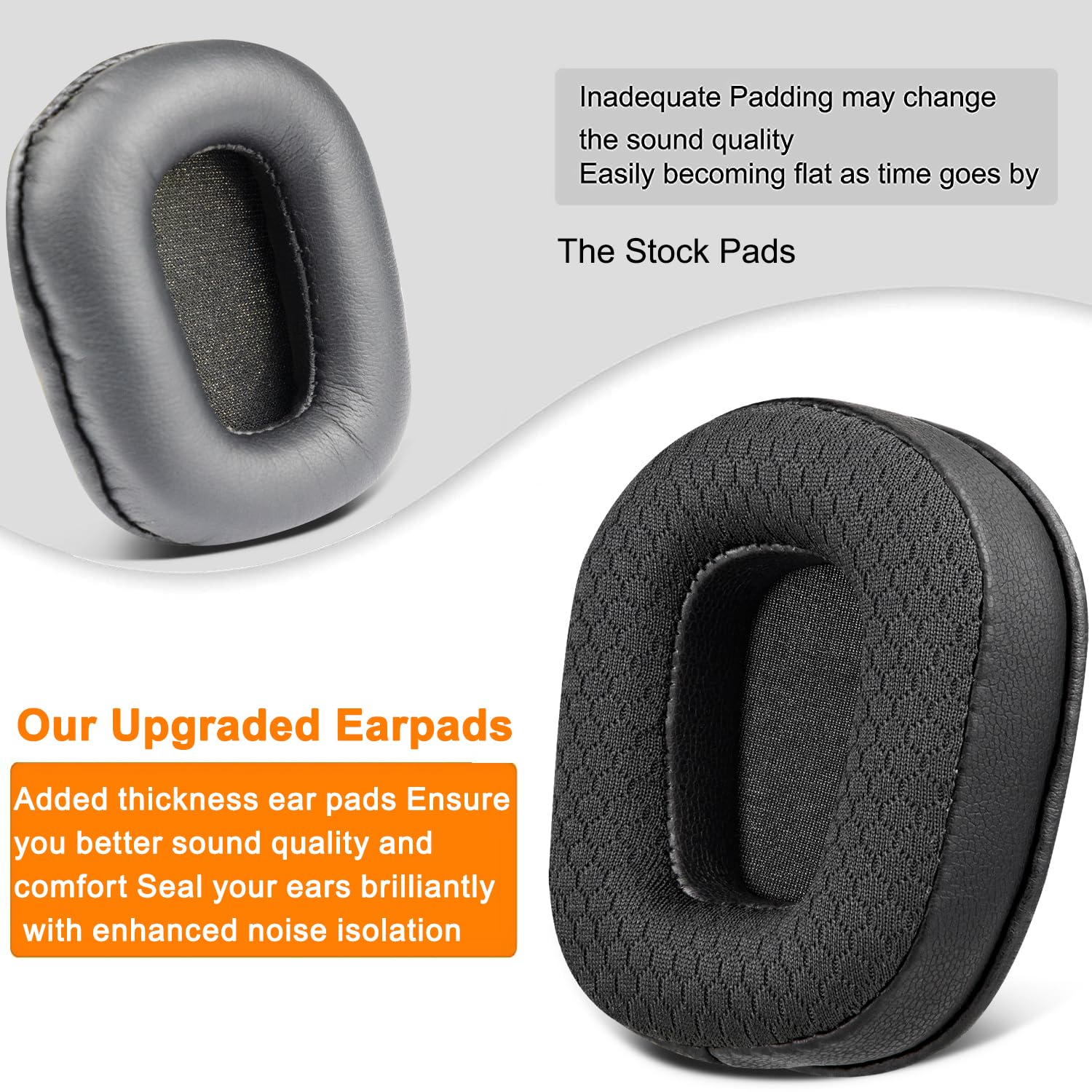 SOULWIT Replacement Earpads for BlueParrott B350/B350XT - Noise Cancelling Mesh Fabric Cushions with Football Texture & Isolation Foam (Black) | Comfort Upgrade for Truckers, Call Center & Office Headsets