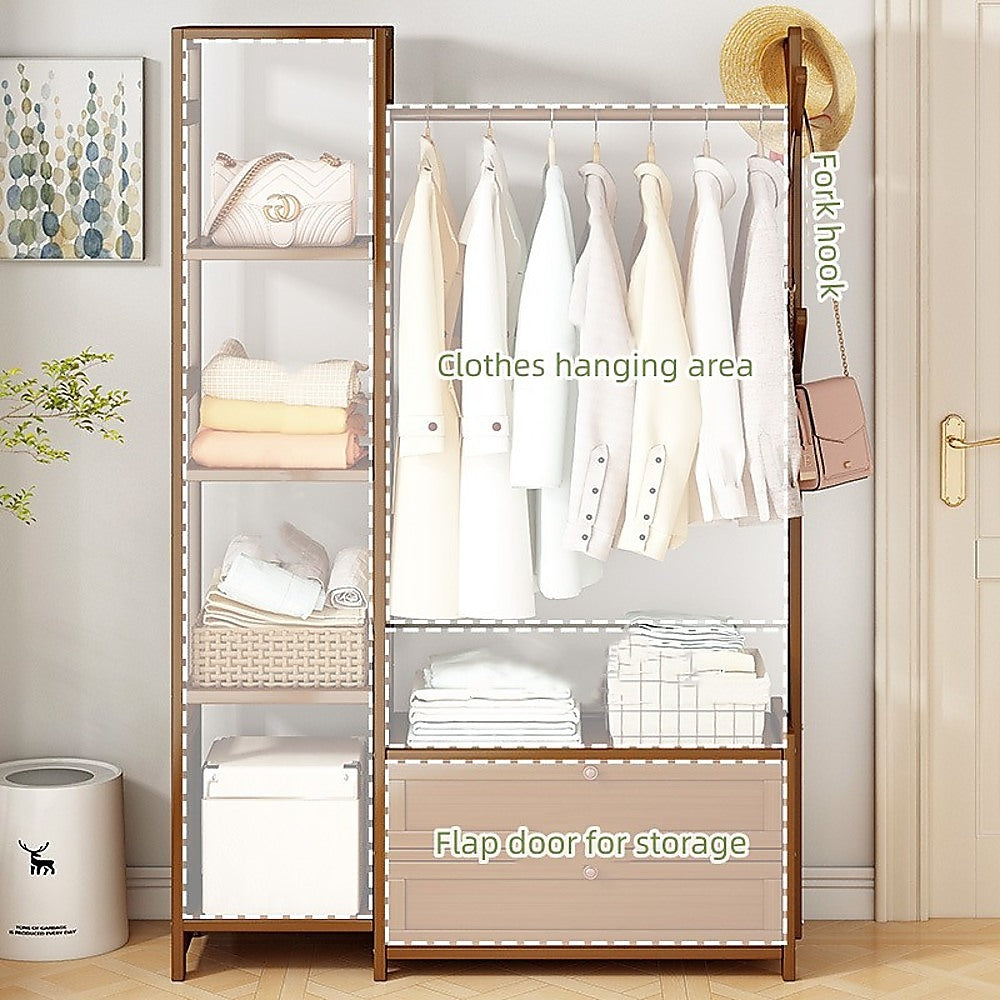 165x100cm Modern Clothes Rack Stand with Storage Shelves - Heavy Duty Coat Tree Organizer for Bedroom, Closet, Laundry Room & Entryway